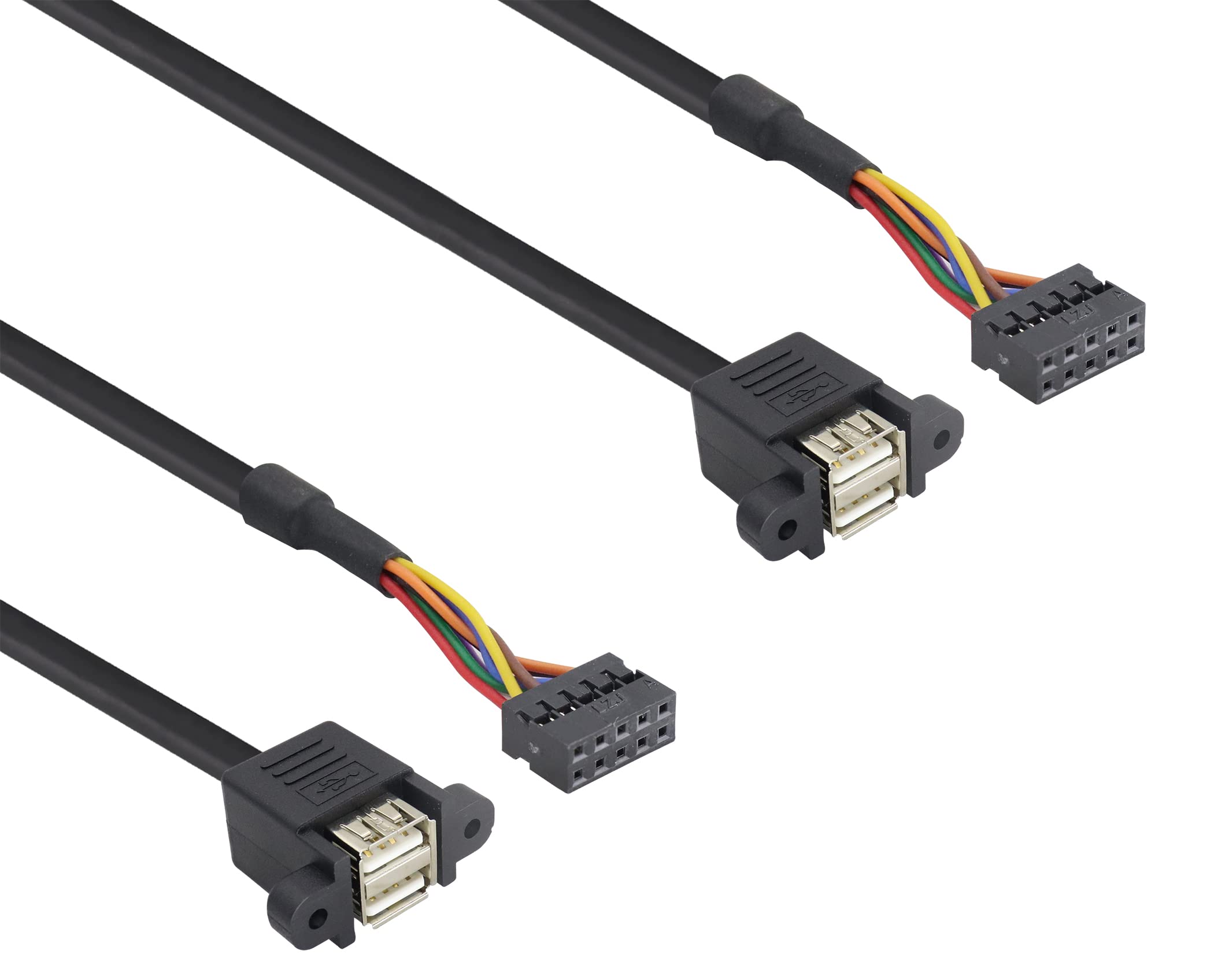 Hcfeng Dupont 9Pin Usb 2.0 Port Multiplier Splitter Adapter Cable Usb 2.0A Dual Ports Female Screw Panel Mount To Motherboard 9P