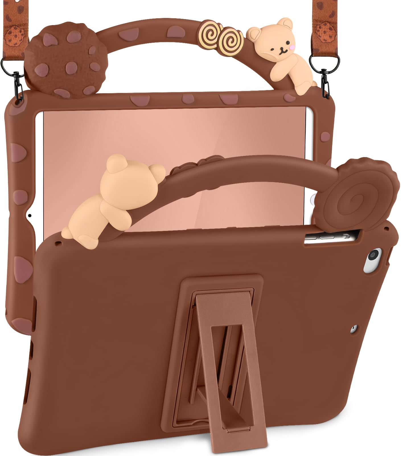 Wazzasoft For Ipad Mini 1/2/3 Case 7.9 Inch Girls Boys Cute Kawaii Cover 3D Cartoon Girly Women Bear Soft Silicone With Rotating