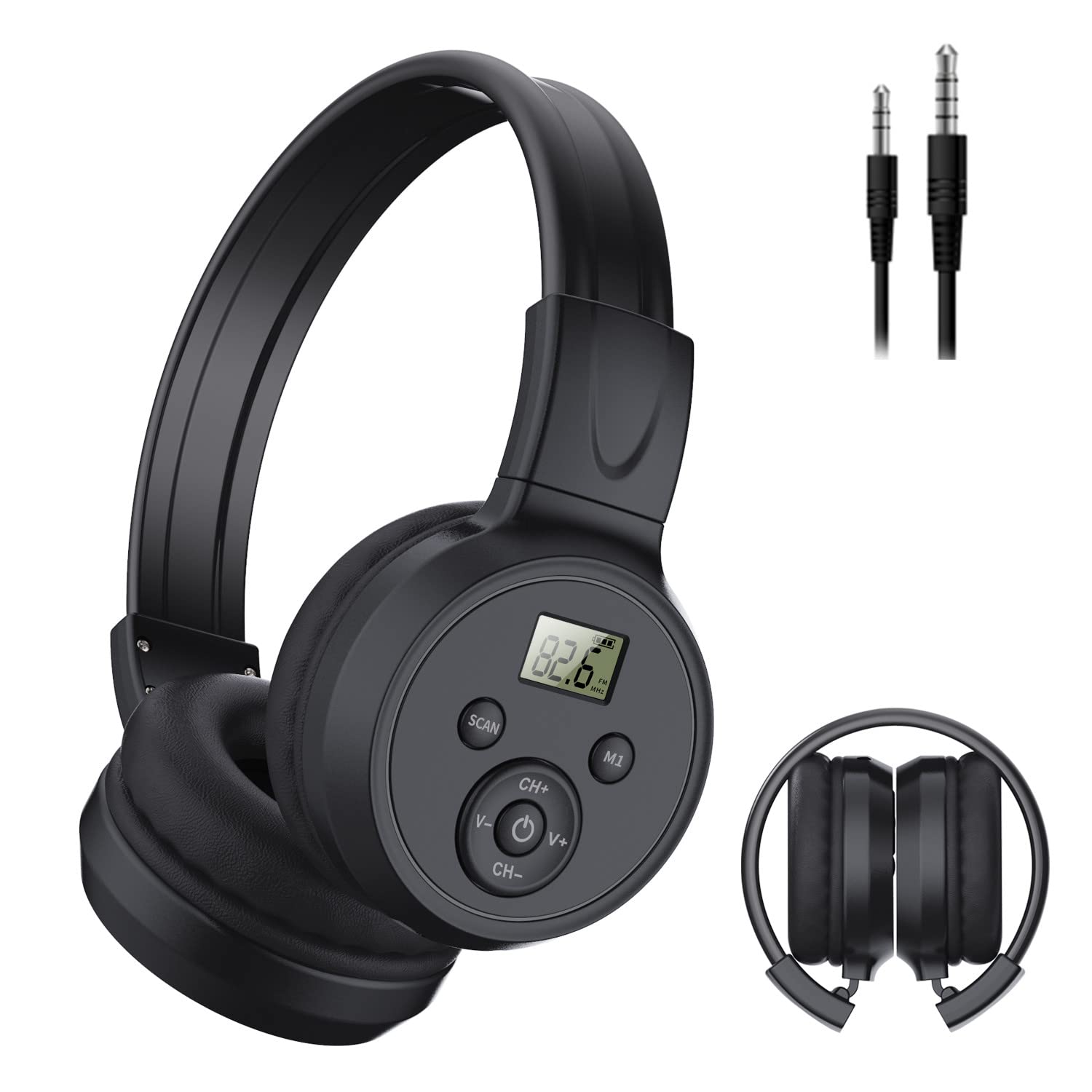 Portable Personal Fm Radio Headphones With Best Reception,Foldable Fm Headset Radio Receiver For Meeting, Daily Works, Hiking, J