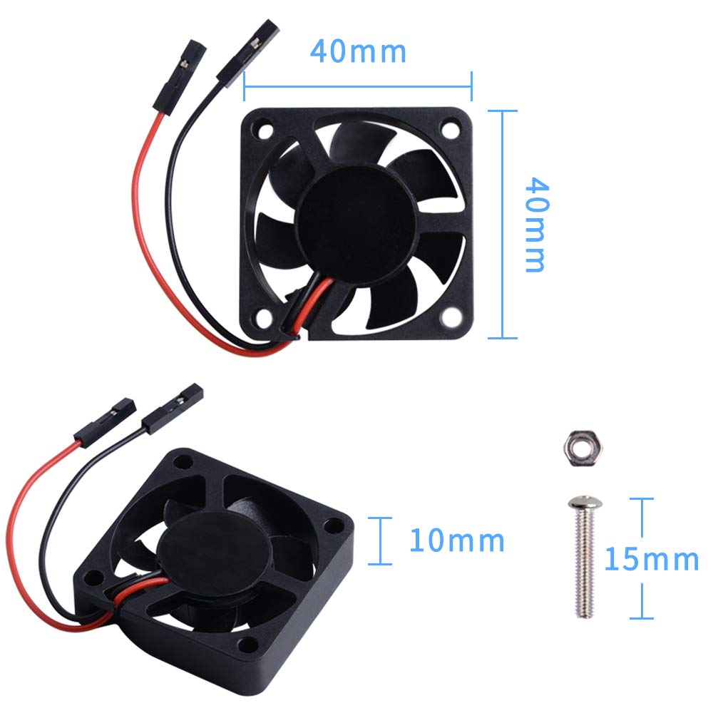Geeekpi 2Pcs Quiet Fan For Raspberry Pi 4, Pi Cooling Fan 40X40X10Mm 4010 Fan Dc 5V 3.3V Brushless Cpu Cooling Fan Cooler Radiat
