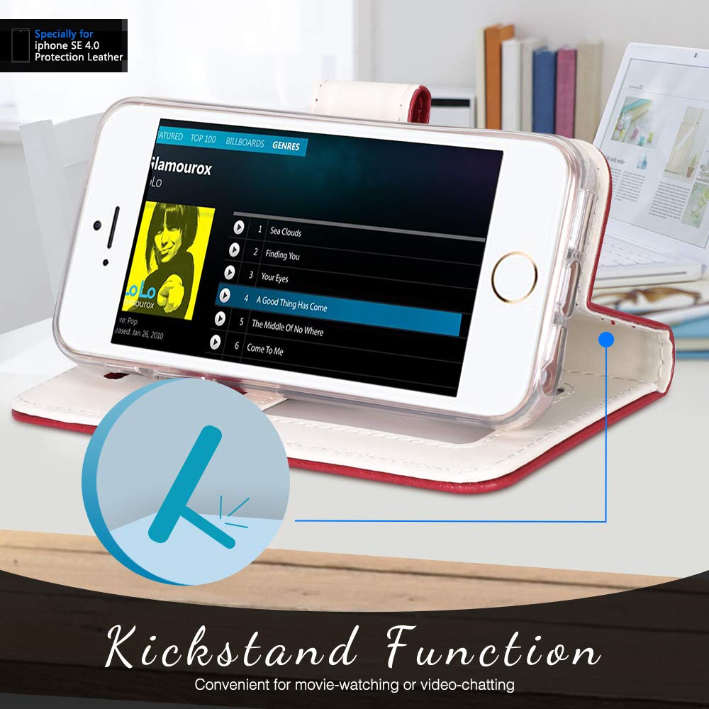 Fyy Designed For Iphone Se Case 2016 (1St Generation) / Iphone 5 Case/Iphone 5S Case, Luxury Pu Leather Wallet Phone With Card H