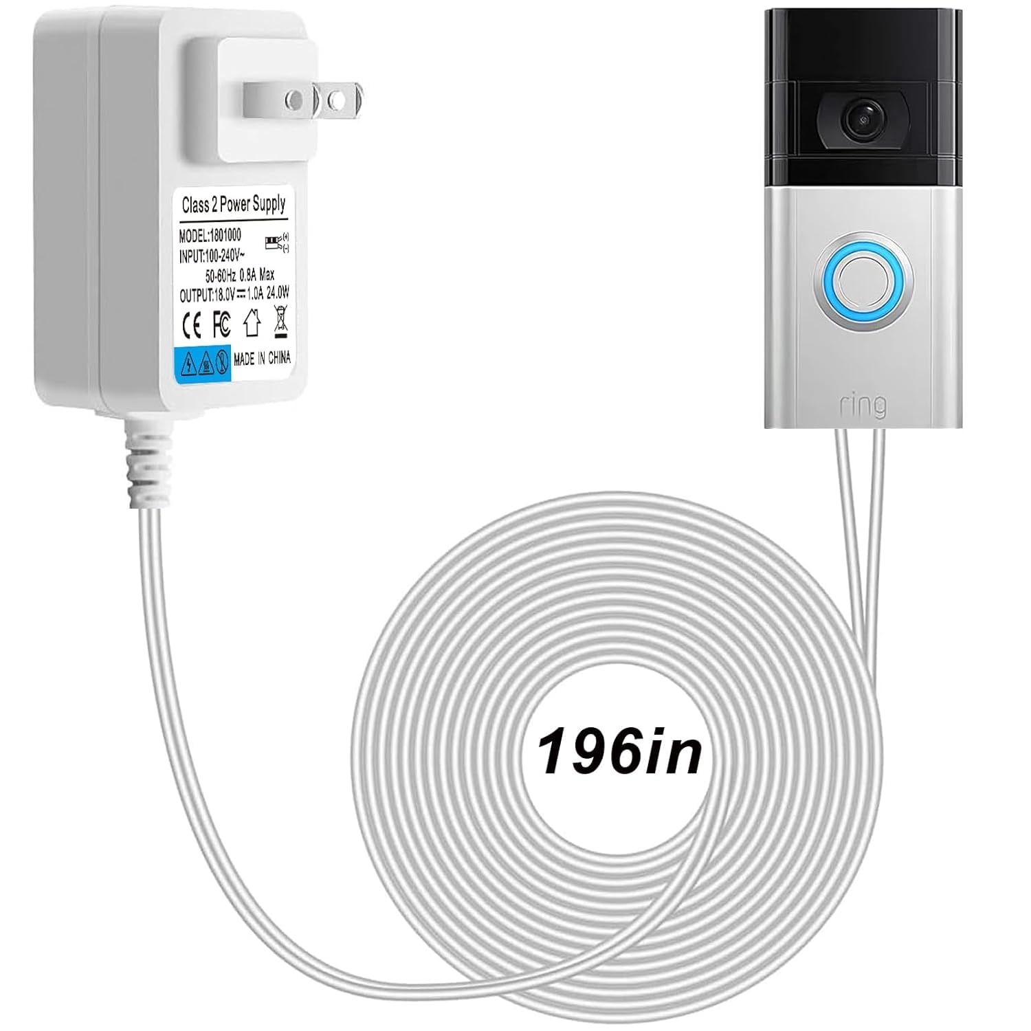 18V Video Doorbell Power Adapter 110V 240V Ac To Dc 18V1A Adapter For Ring Video Doorbell Pro And Ring Video Doorbell 2,Fit For