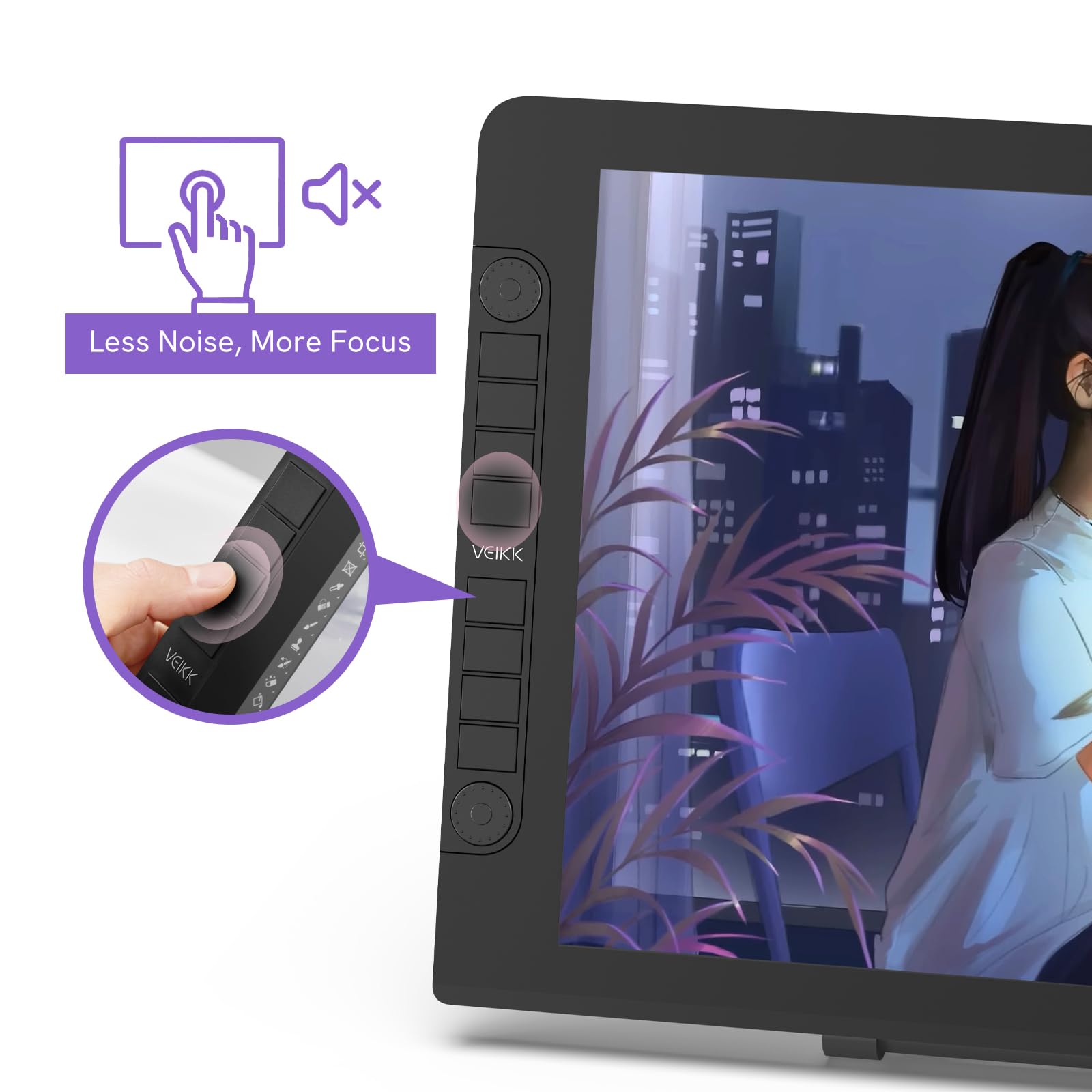 Drawing Tablet With Screen,Veikk Vk2200Pro Drawing Monitor,21.5 Inch Full-Laminated Screen,With 2 Customized Quick Dials,8 Short