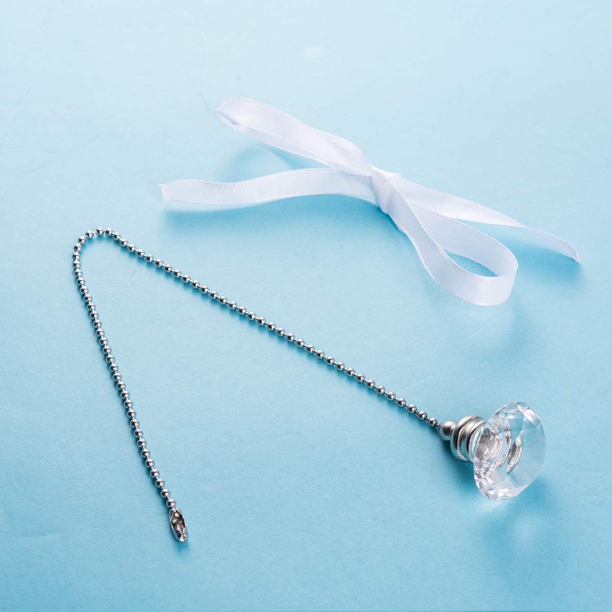 Longsheng Ceiling Fan Pull Chain Set   2 Pieces Clear Diamond Fan Pull Chains 20 Inch Ceiling Fan Chain Extender With Chain Conn