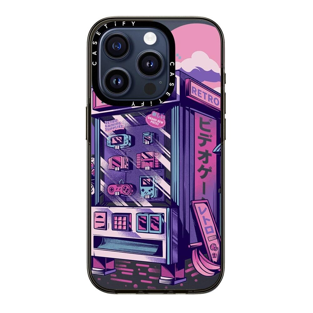 Casetify Compact Iphone 15 Pro Case [2X Military Grade Drop Tested / 4Ft Drop Protection]   Retro Vending Machine   Clear Black