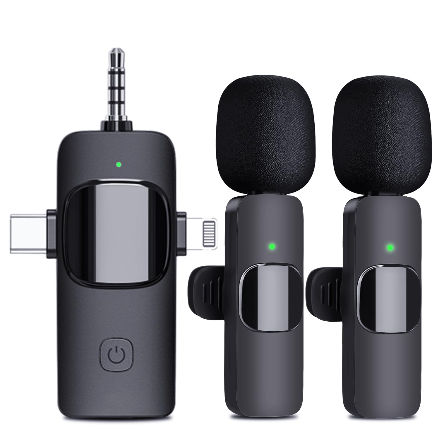 Partyear Wireless Microphone For Iphone, Android, Camera, Ipad, Usb C Microphone, 3 In 1 Dual Professional Wireless Lavalier Min
