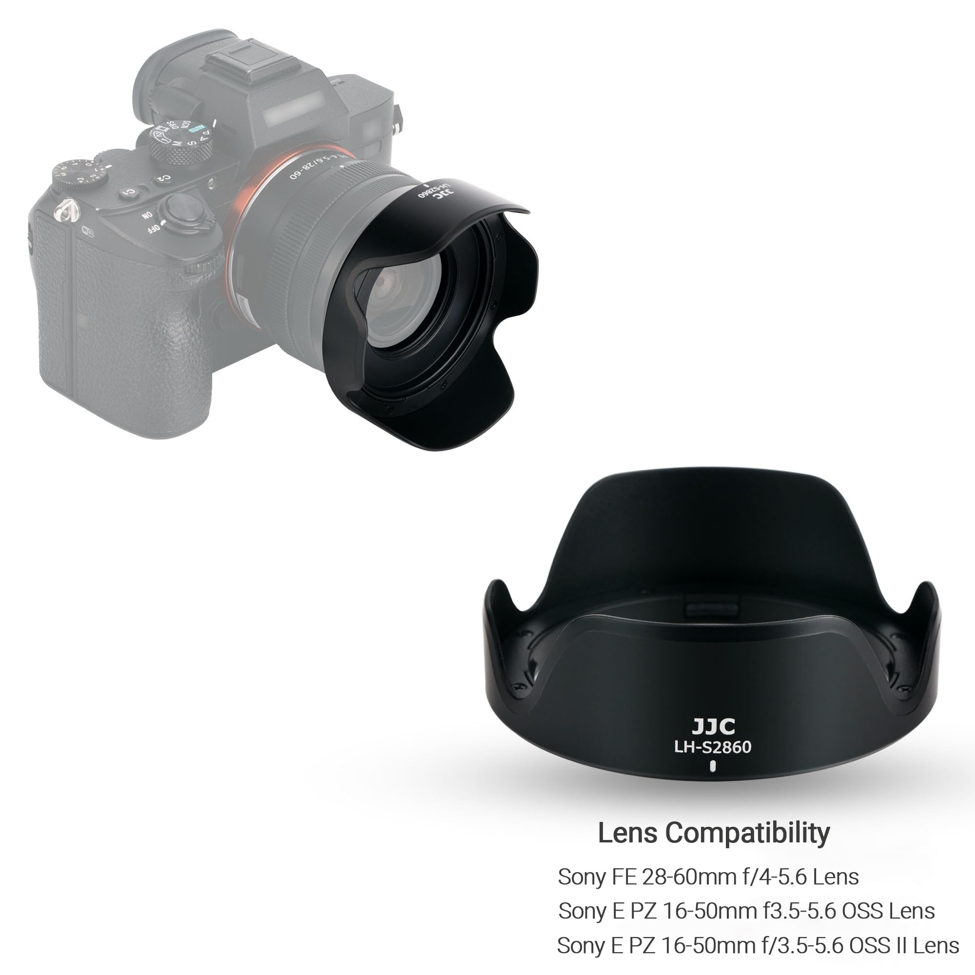 Petal Screw In Lens Hood For Sony Fe 28 60Mm F/4 5.6 Lens Sel2860 And Sony E Pz 16 50Mm F/3.5 5.6 Oss Lens Selp1650 On Sony Zv E