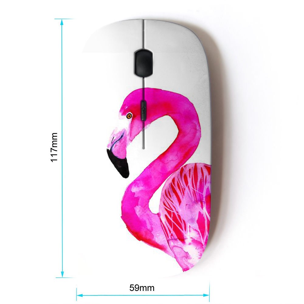 Koolmouse [ Optical 2.4G Wireless Mouse [ Flamingo Pink White Bird Florida Watercolor ]