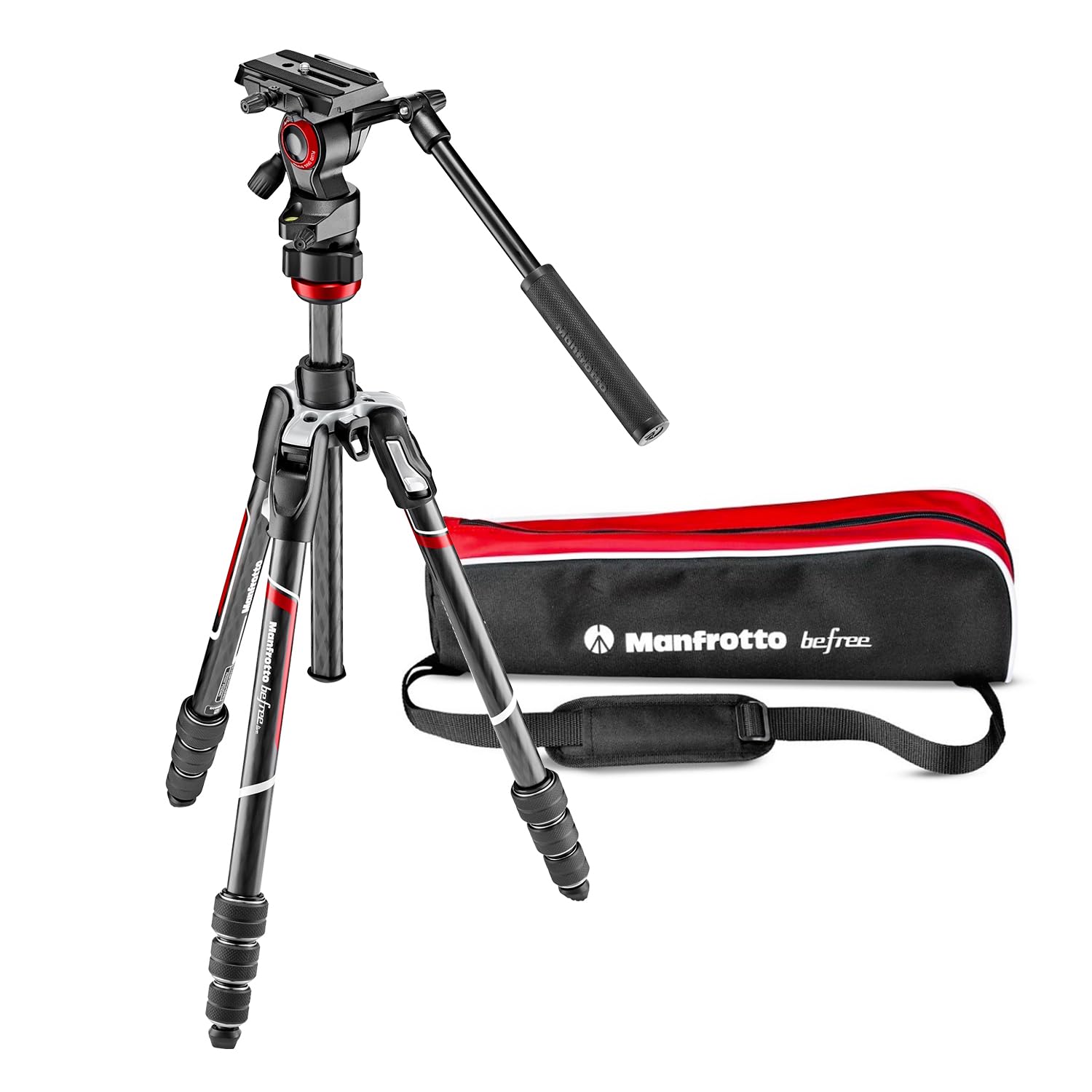 Manfrotto Befree Live 4 Section Carbon Fiber Video Tripod With Fluid Head, Black/Silver