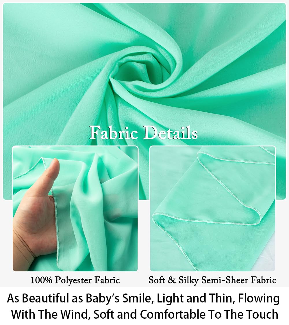 Shinybeauty Chiffon Backdrop Curtain 2 Panels 29''X84'' Mint Living Room Curtains Blackout Voile Sheer Curtains Tulle Fabric Dra