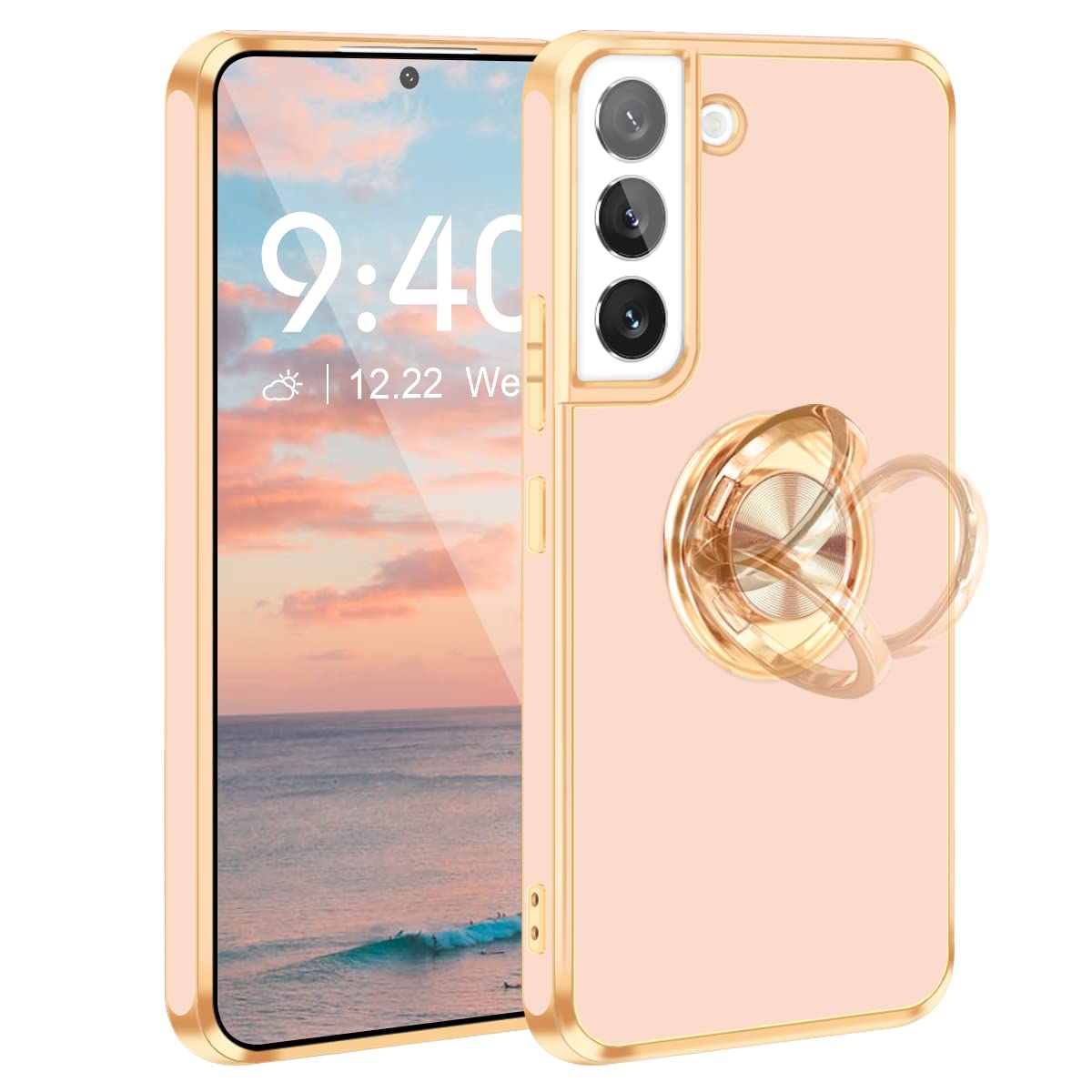 Fingic For Samsung Galaxy S22 Case,Galaxy S22 Case With 360 Ring Holder Slim Kickstand Magnetic Support Car Mount Women Girls So
