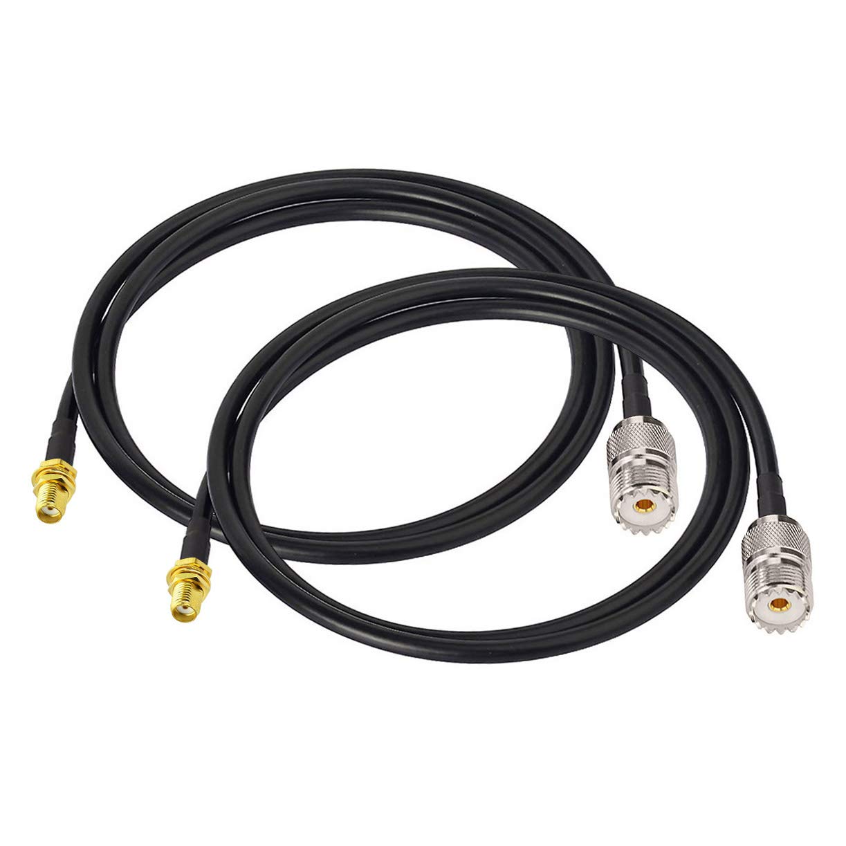 Bingfu Ham Radio Antenna Adapter Sma Female To Uhf So239 Female Rg58 Coaxial Jumper Cable 1M 3 Feet (2 Pack) For Handheld Ham Tw