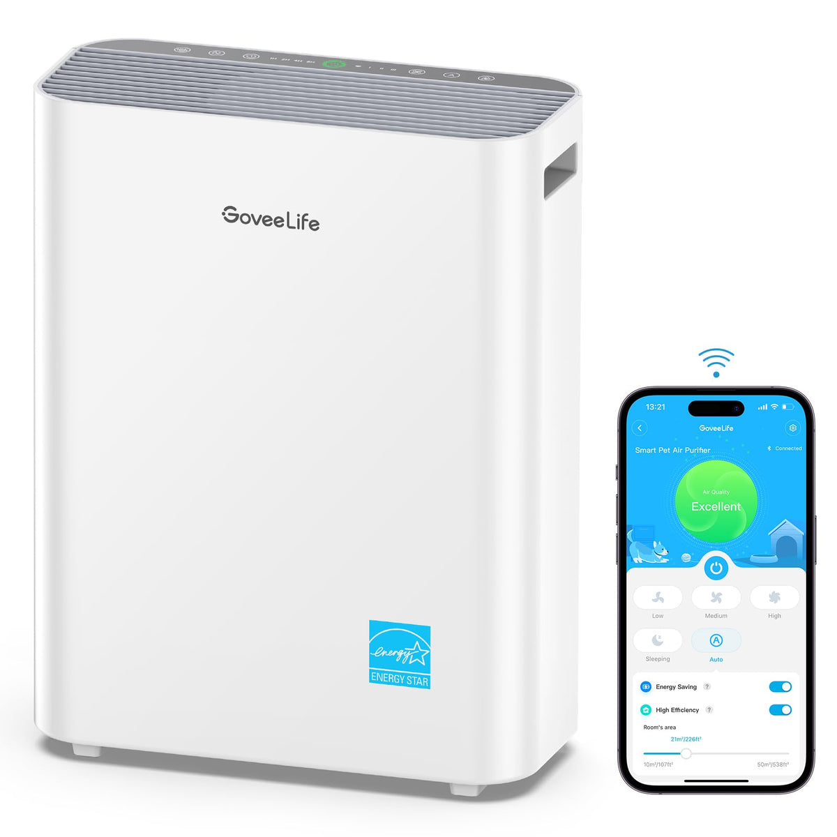 Govee Life Smart Air Purifiers For Home Large Room, H13 True Hepa Air Purifiers For Pets With Pm2.5 Sensor, Washable Pre Filter