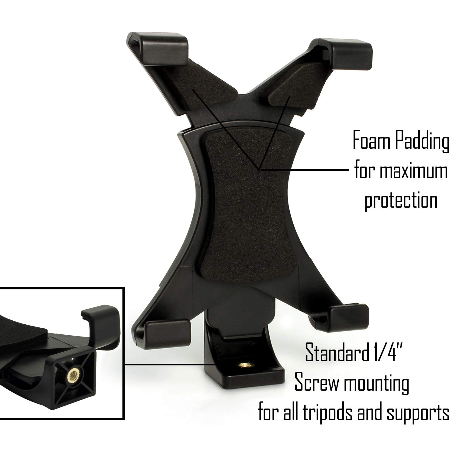 Fendtek Universal Tablet Tripod Mount For Ipad, Ipad Air, Air 2,Ipad Mini,Samsung Galaxy Tab, And Many More Tablets. Plus Microf