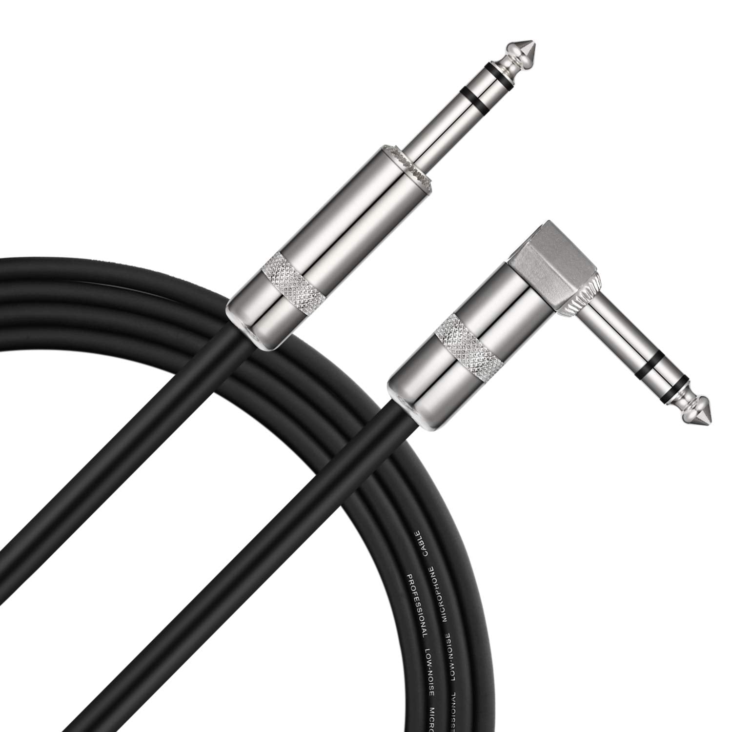 Donner 20 Ft Trs Cable, Balanced Stereo Audio Patch Cable   Sturdy No Hum 1/4    Male Right Angle To 1/4    Trs Male Straight Co