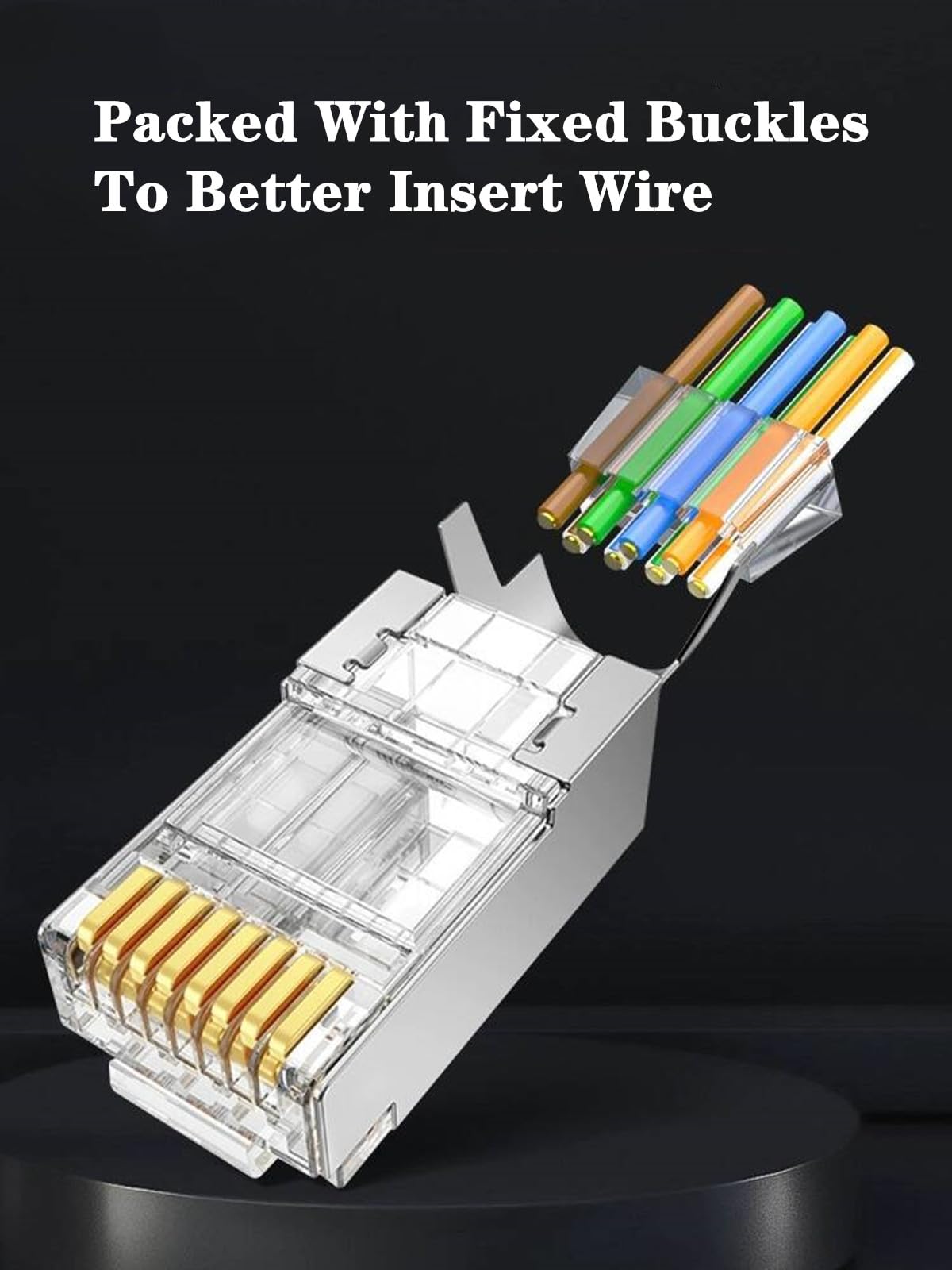 Gaobige 50 Pack Cat7 Cat6A Rj45 Pass Through Connectors Shielded (Cat7 Cat6A Ends/ Rj45 Modular Plugs) 50Pcs Strain Relief Boots