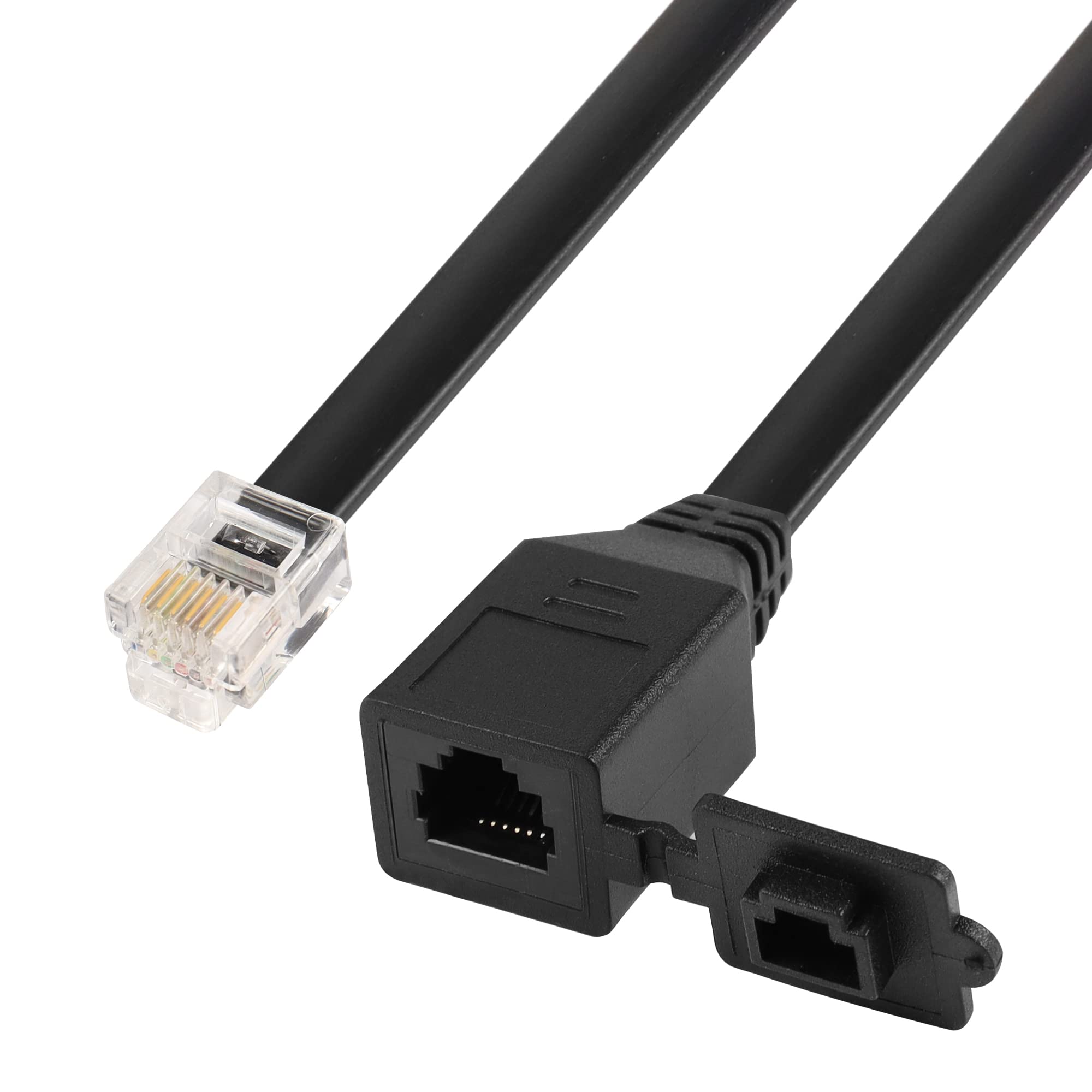 Gintooyun 6P6C Extension Cable With Cap Rj12 Crystal Head Cable Male To Female With Dust Cover Black 35Cm