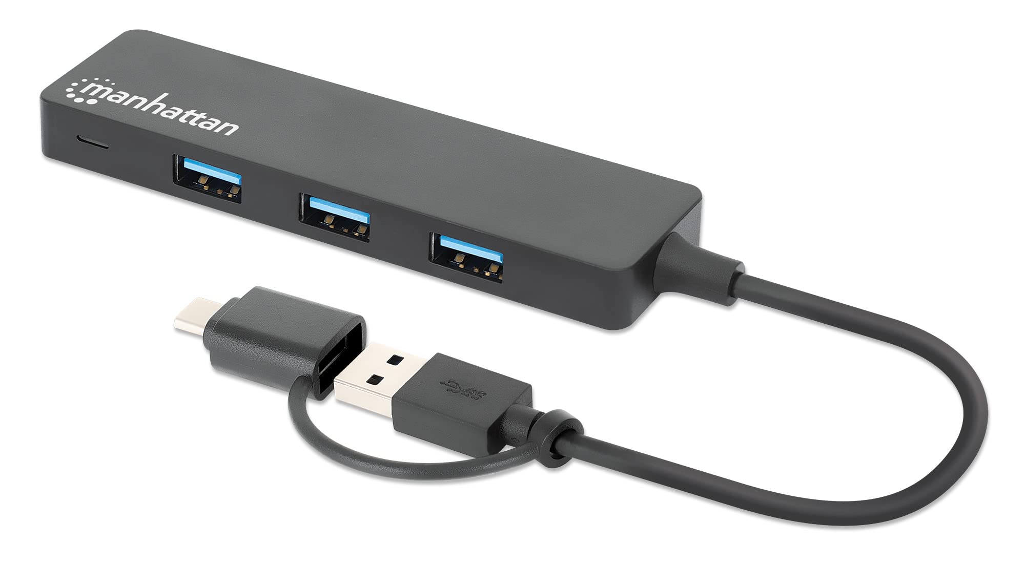 MANHATTAN 180863 USB 3.2 Gen1 Hub 4 Ports Combo USB-A and USB-C Black