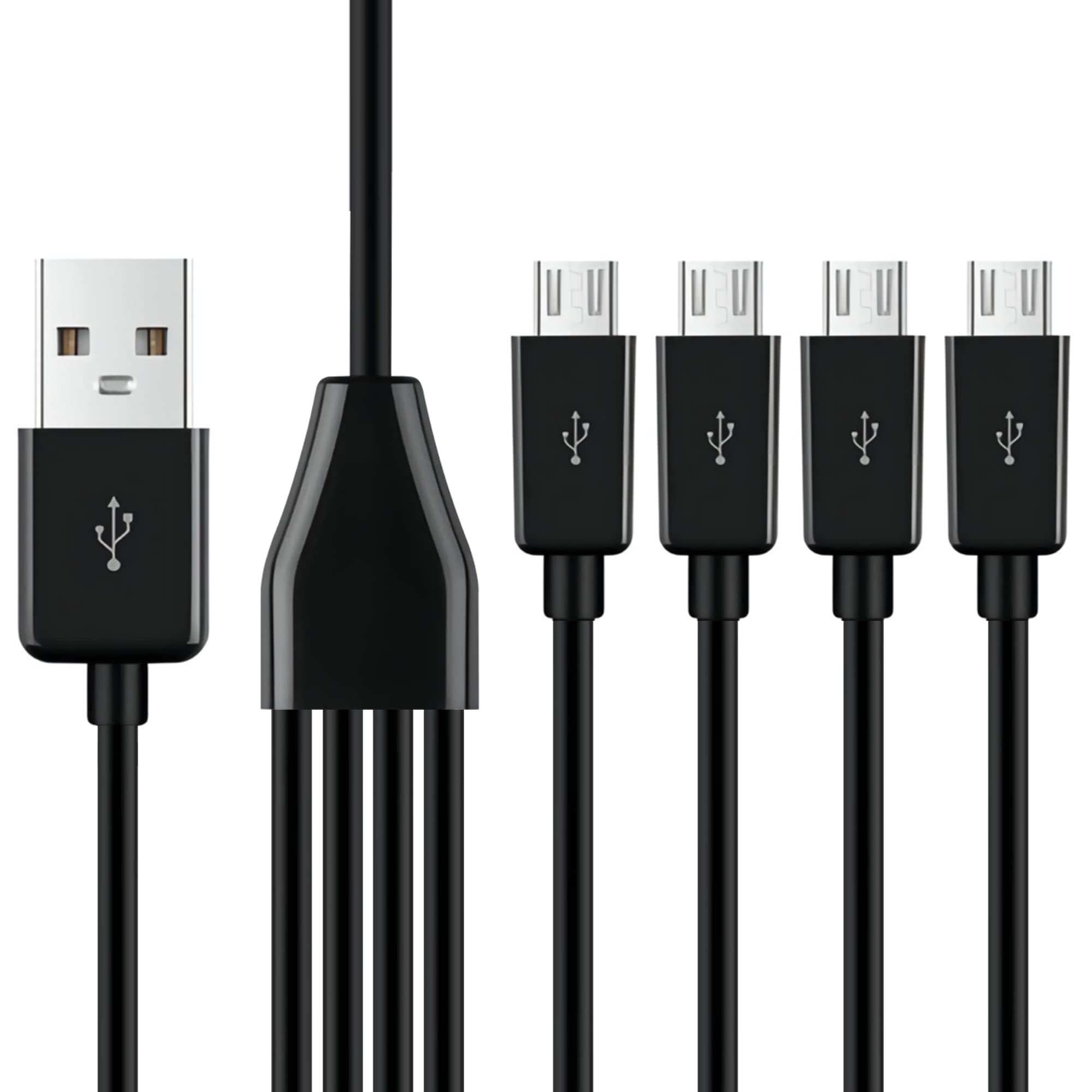 Gelrhonr 4 In 1 Usb 2.0 A Male To Micro Usb Male Charging Cord, Multi Usb Data Sync Adapter, Splitter Cable (Black 0.5M 4 Micro)