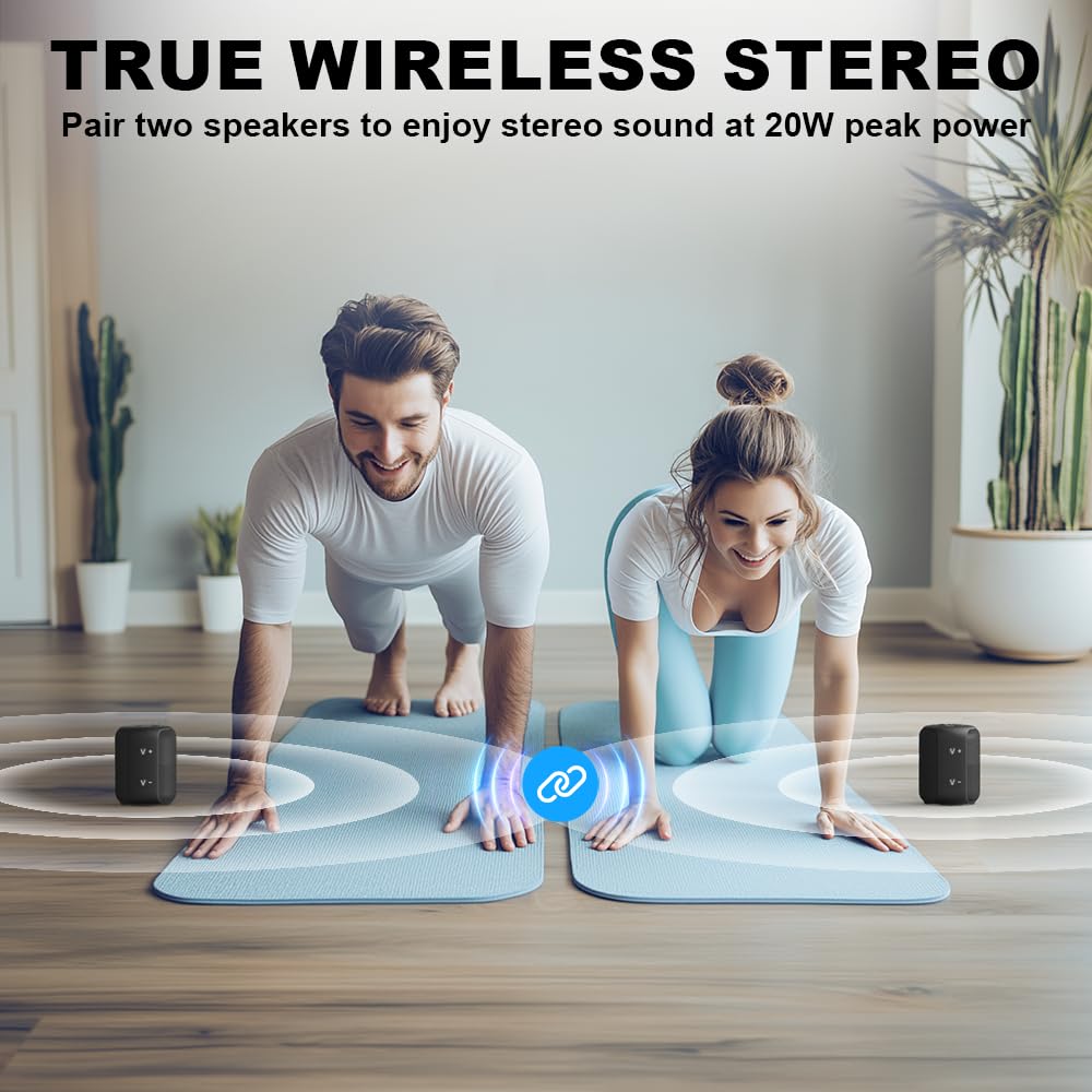 Bobtot Portable Speaker Bluetooth, Ipx6 Shower Speaker Waterproof, 25H Playing Time, Loud And Stereo Sound With Bass, Dual Pairi