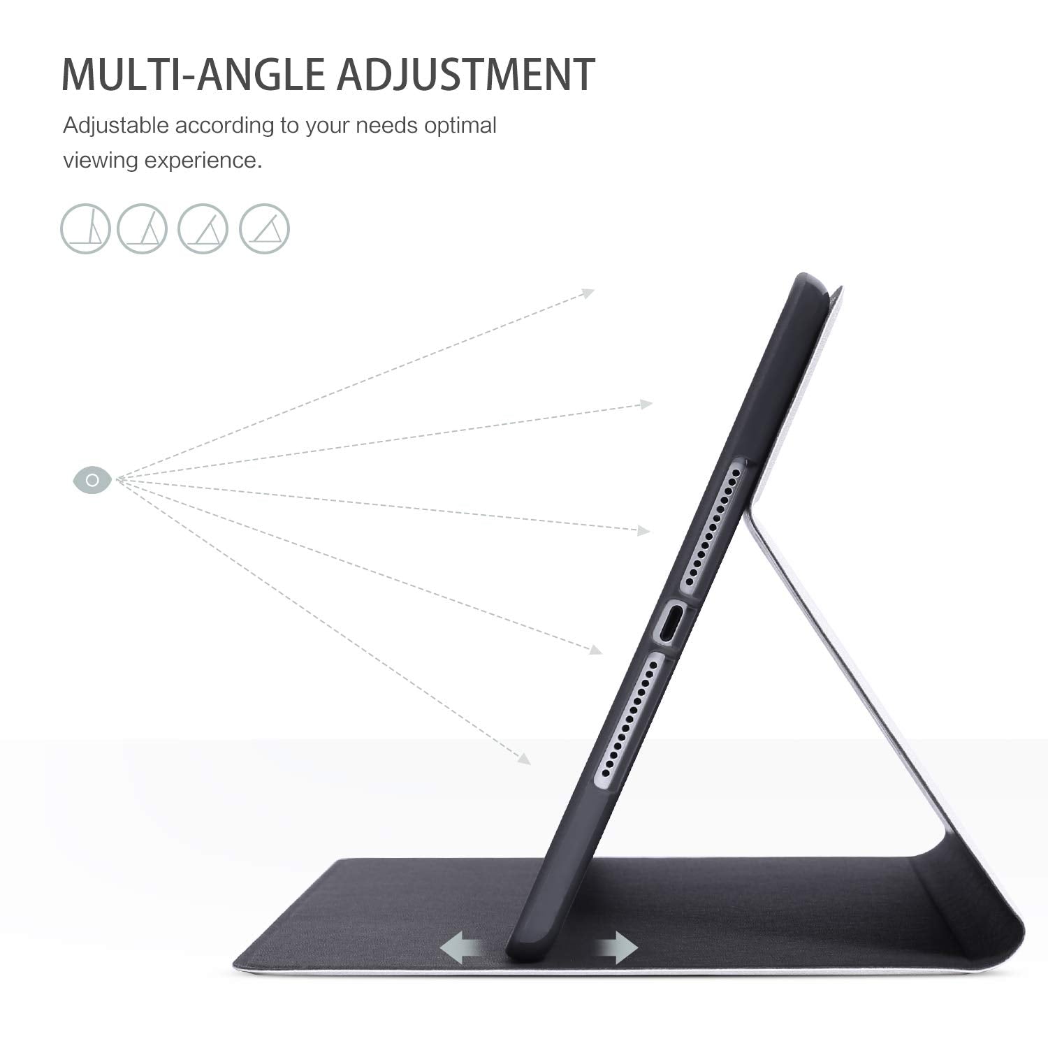 Emogins Ipad Case, 9.7 Inch Protective Cover For Ipad 5Th/6Th Gen, Air 1/2, Multi Angle Viewing Adjustable Stand, Auto Wake/Slee