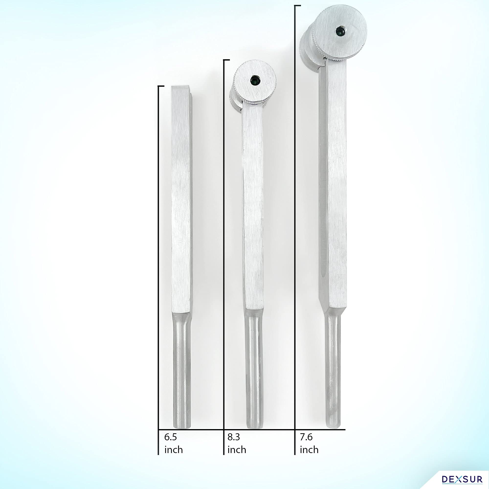 Dexsur Medical Grade Aluminum Alloy Sensory Tuning Fork With Fixed Weights, Non Magnetic, One Each Of C 128, C 256, C 512 Tuning