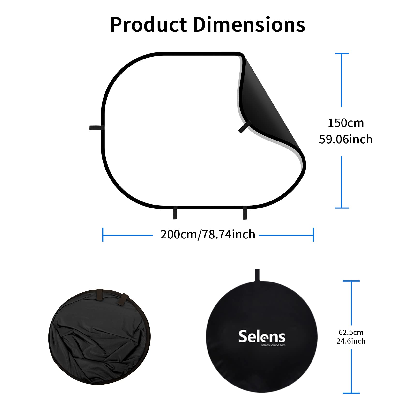 Selens Black White Backdrop 59X78.7Inches Pop Up Collapsible Background With Carrying Bag For Youtube Streaming Photo Studio Por