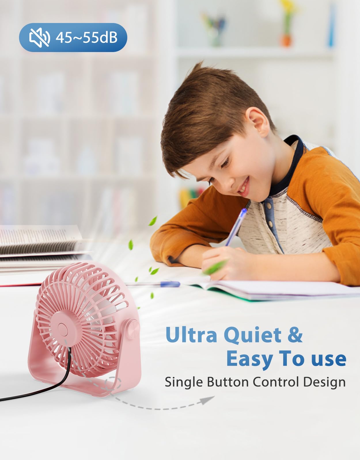 Tripole Usb Desk Fan 4.5 Inches Portable Mini Fan Powerful 3 Speeds Wind Personal Desktop Fan With 360 Head Rotation For Home Of