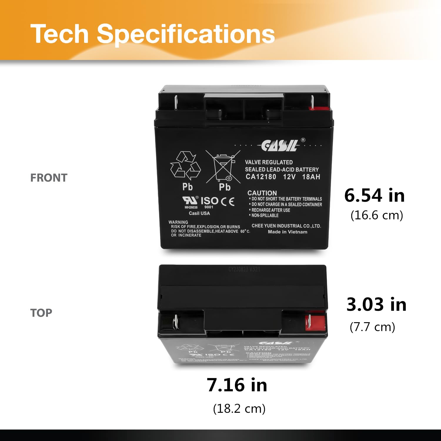 Casil 12V 10Ah Replacement Battery Compatible With Long Wp10-12Se 2 Pack
