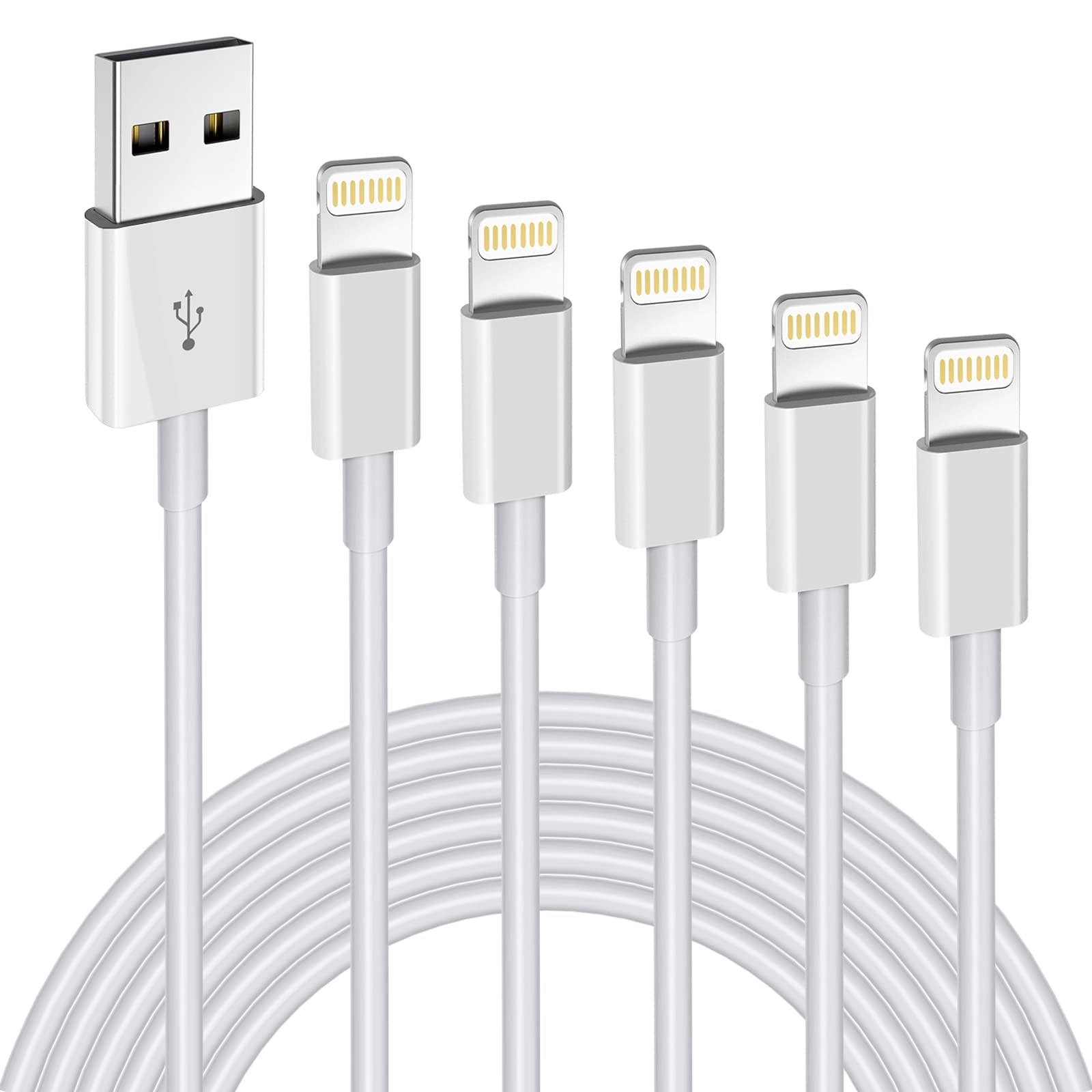 Iphone Charger 5Pack 6Ft Mfi Certified Lightning Cable Fast Charging Cords Apple Charger Compatible With Iphone 14 13 12 11 Xs Xr X Pro Max Mini 8 7 6S 6 Plus 5S Se Ipad Ipod Airpods