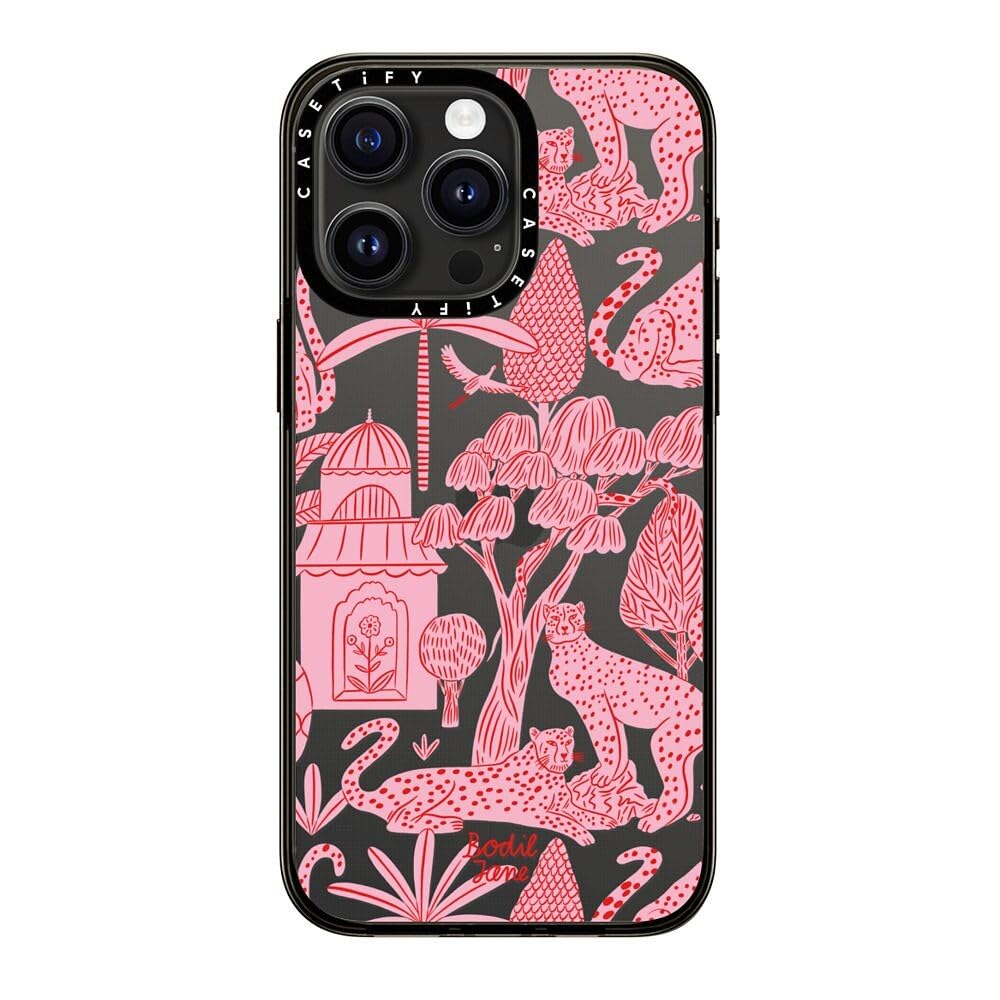 Casetify Compact Case For Iphone 15 Pro Max [2X Military Grade Drop Tested / 4Ft Drop Protection]   Cheetah Paradise Pink   Clea