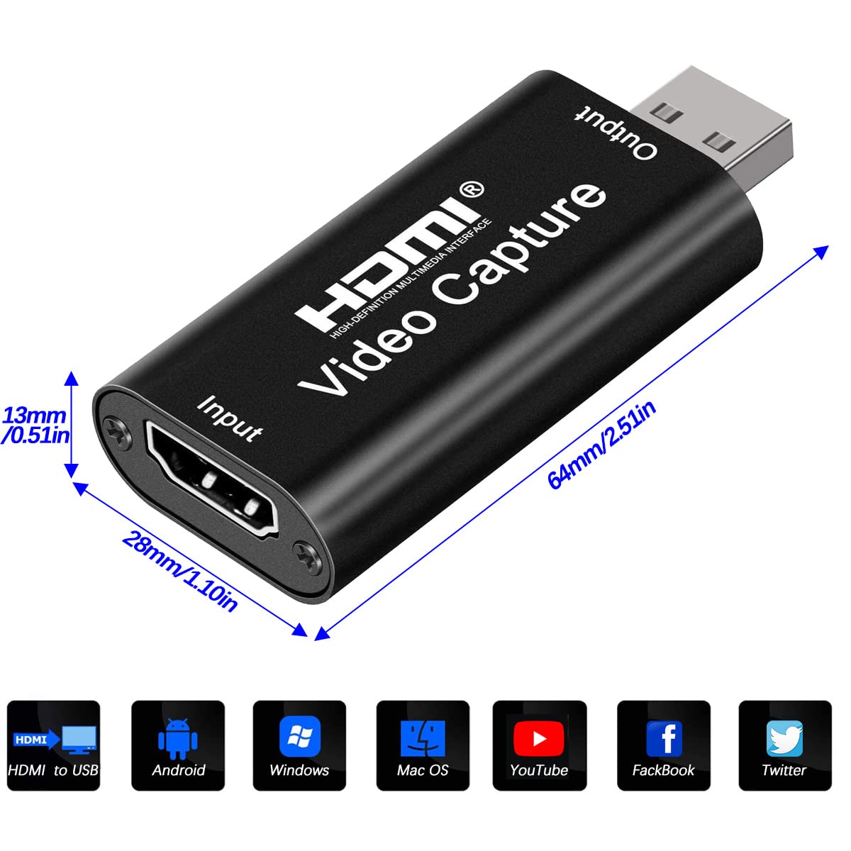 4K Hdmi Video Capture Card, Cam Link Card Game Audio Capture Card Upgraded Capture Adapter Hdmi To Usb 2.0 Record Capture Device