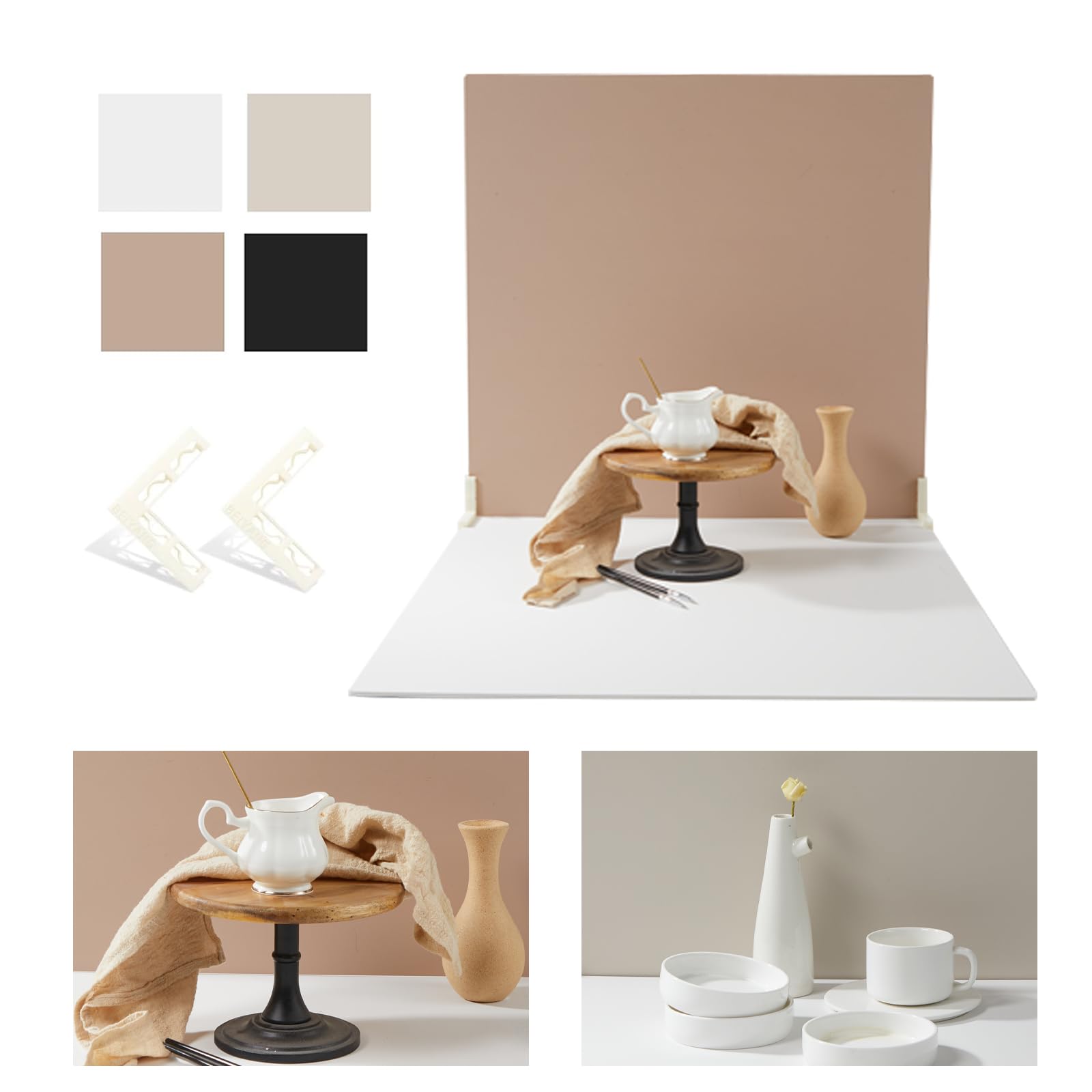 2 Sided 2 Pcs Morandi Photo Backdrop Boards, Flat Lay Food Photography Background, Durable Waterproof Product Photography, 24X24