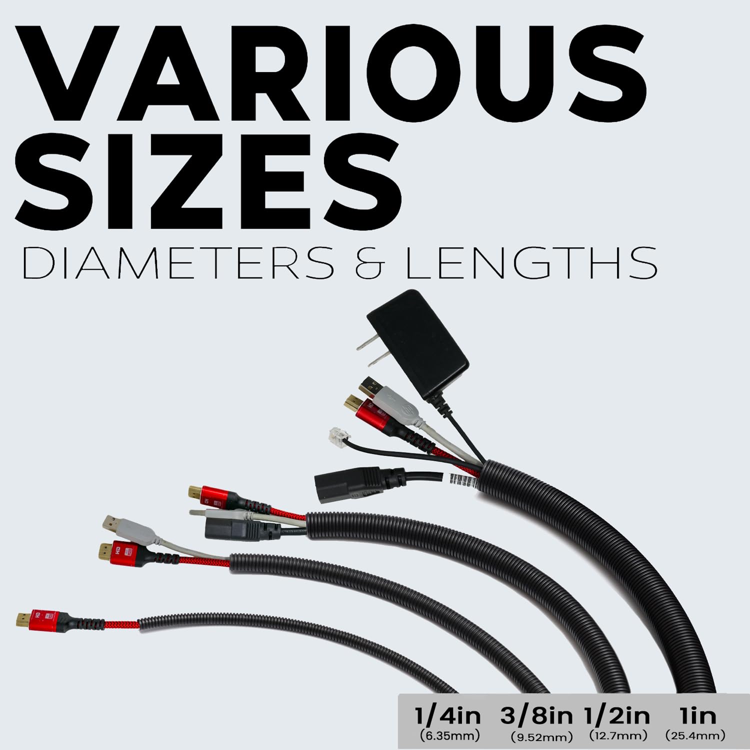 1/2'' X 100 Ft Split Wire Loom Flex Guard Convoluted Tubing   Protective Split Cable Sleeves For Automotive Home Industrial Elec