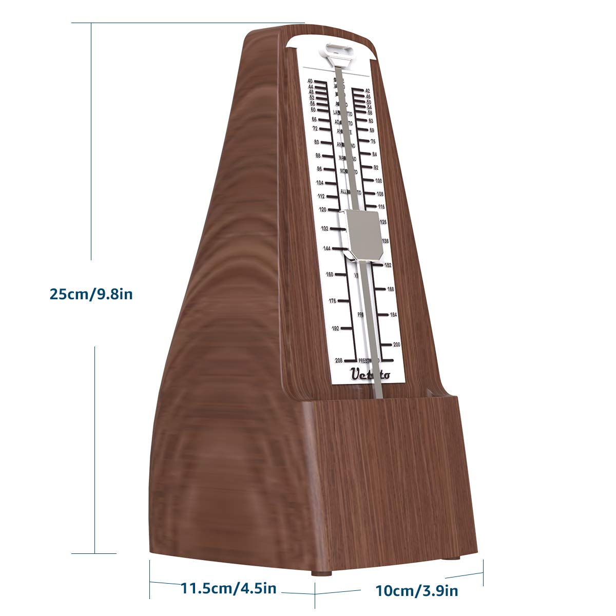 Mechanical Metronome Wood Grained Loud Sound/High Precision/No Batteries Needed/For Piano/Guitar/Violin/Drum And Other Instrumen