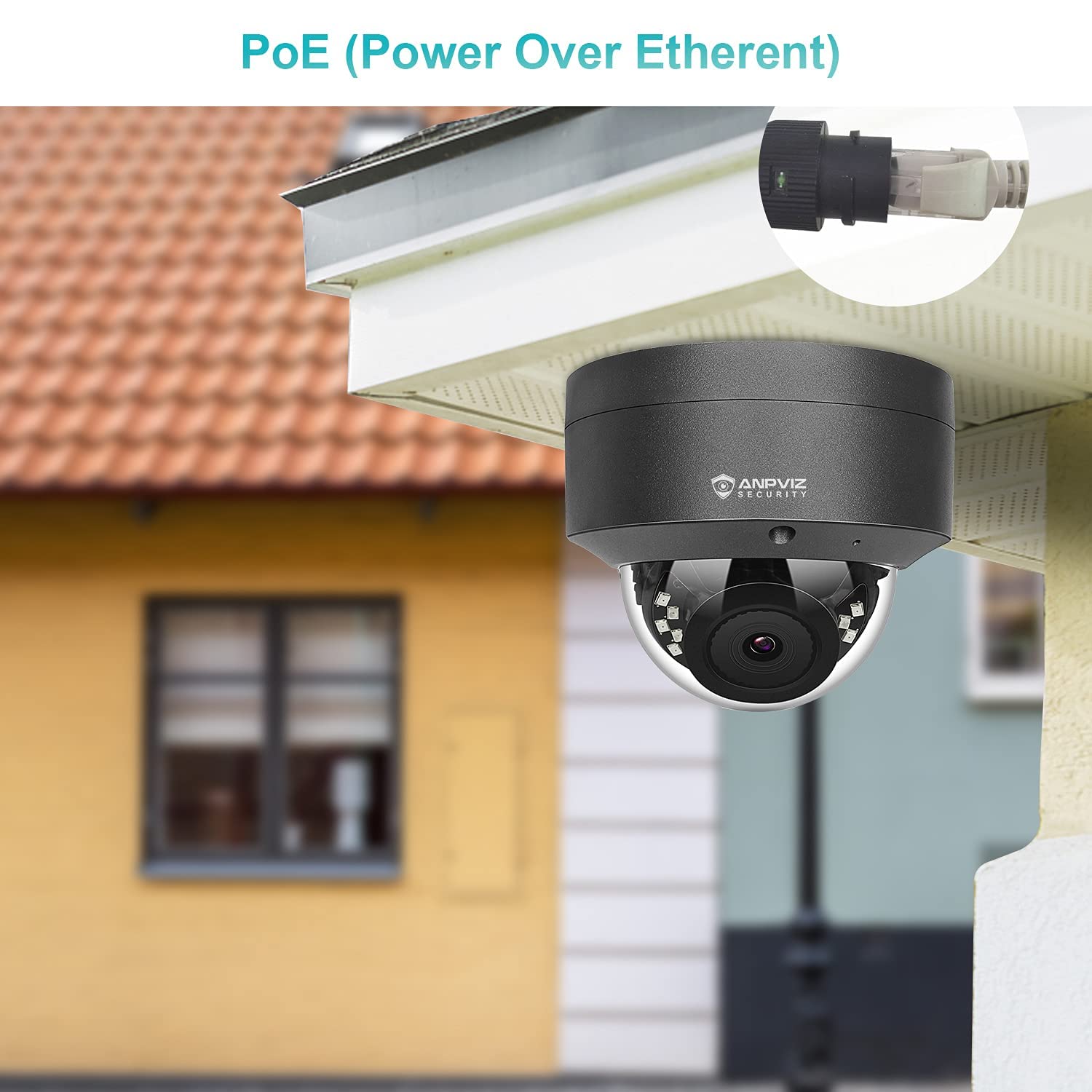 Anpviz 5Mp Poe Camera, Outdoor Vandal Dome Security Poe Ip Camera With Audio, 98Ft Night Vision, H.265, 24/7 Recording Waterproo