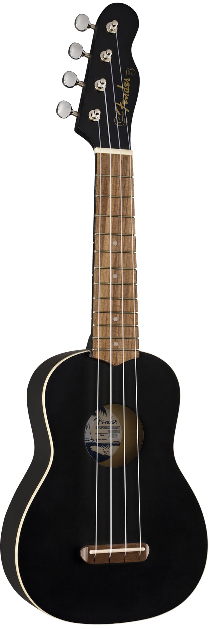 Fender Venice Soprano Ukulele - Black Bundle With Gig Bag, Tuner, And Austin Bazaar Instructional Dvd