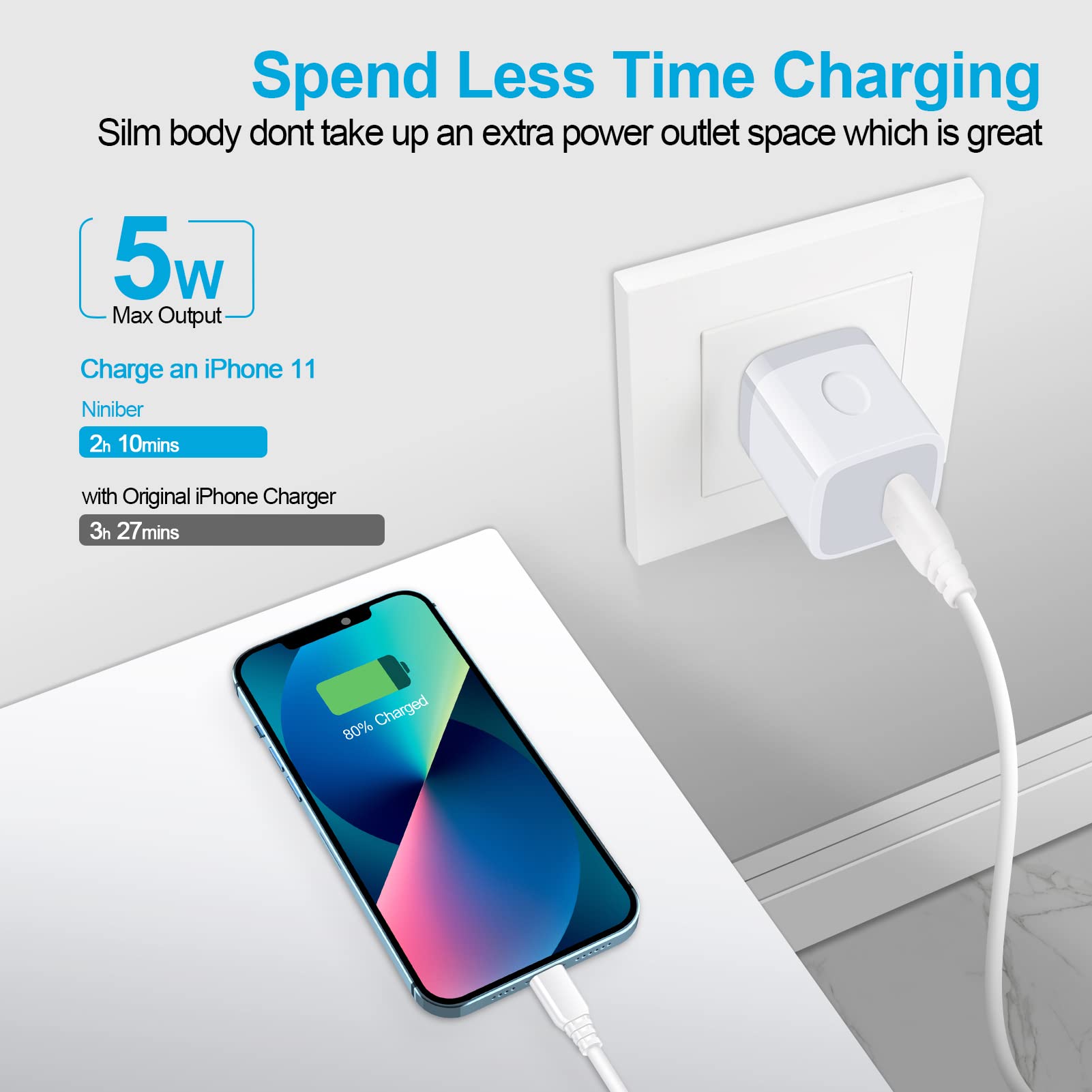 Iphone Wall Charger Adapter Usb Charging, 5Pack Single Port Usb Wall Plug In Phone Charger Cube Box Head Travel Power Blocks Bri
