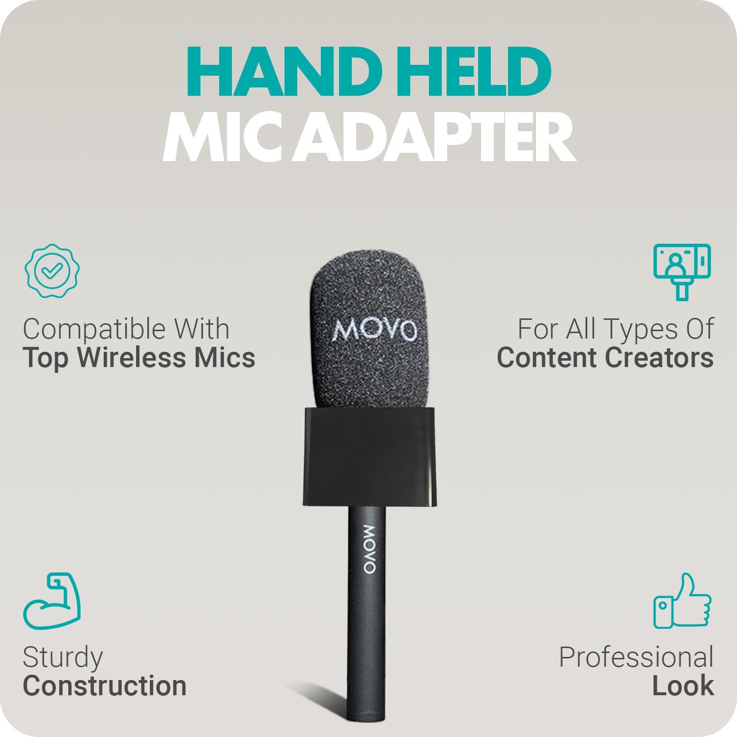 Movo Wmx Hm Wireless Interview Microphone Adapter W/Mic Flag   Compatible With Dji Mic, Rode Wireless Go, Hollyland Lark, And Mo