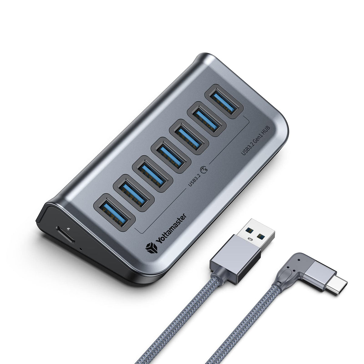Yottamaster 7 Port Usb 3.0 Hub, Data Usb Hub Splitter With 3.2Ft Cable Compatible With Macbook, Mac Pro, Compatible With Mac Min