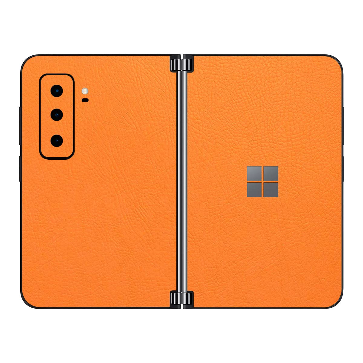 SopiGuard Sticker Skin for 2021 Microsoft Surface Duo 2 2nd Gen Edge-to-Edge Front and Rear Panels Vinyl Decal (Leather Orange)