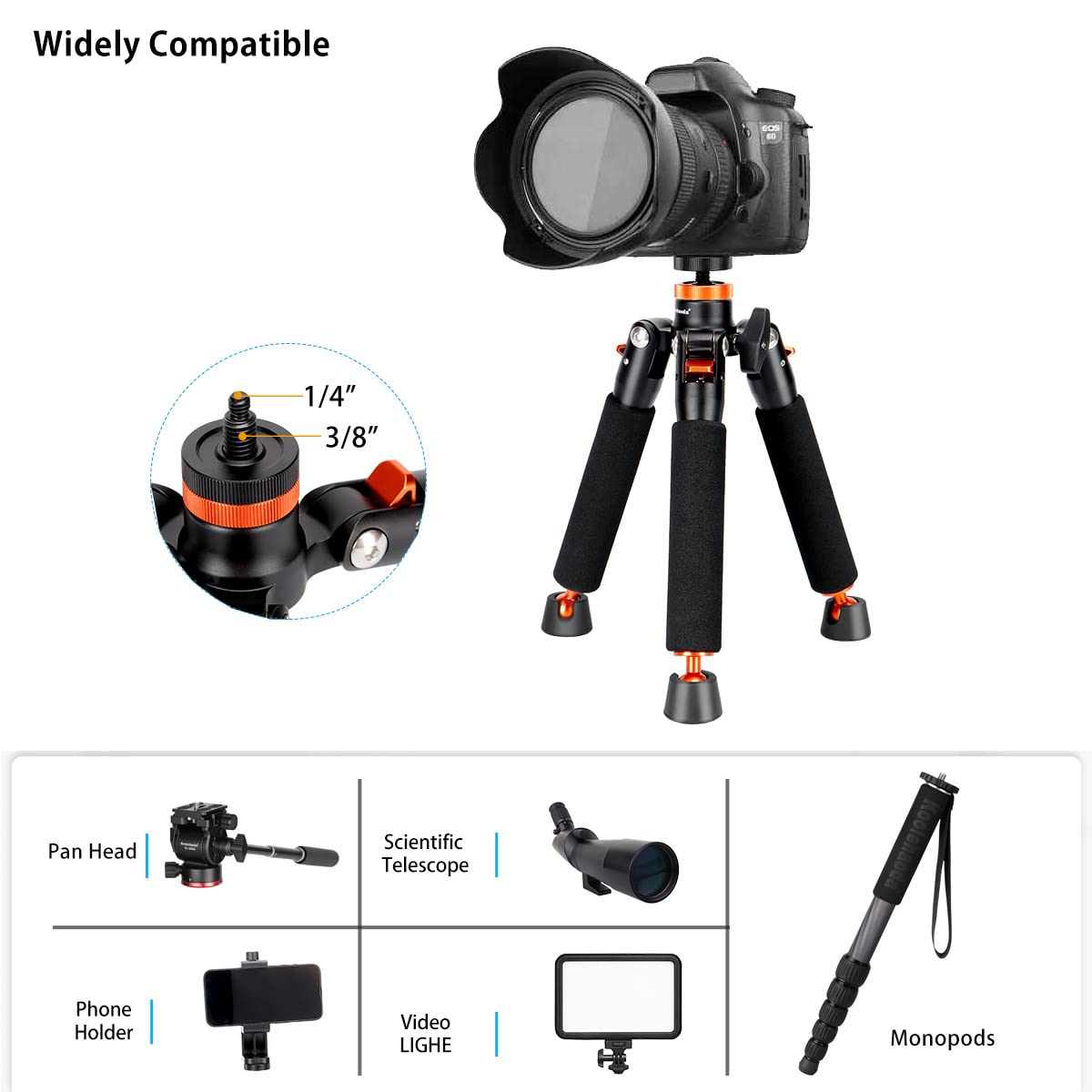 Koolehaoda Camera Aluminum Monopod With Metal Tripod Base.6 Sections 46 177Cm/18 69Inch Adjustable, Leg Diameter F28Mm,Up To 6Kg /13Lbs