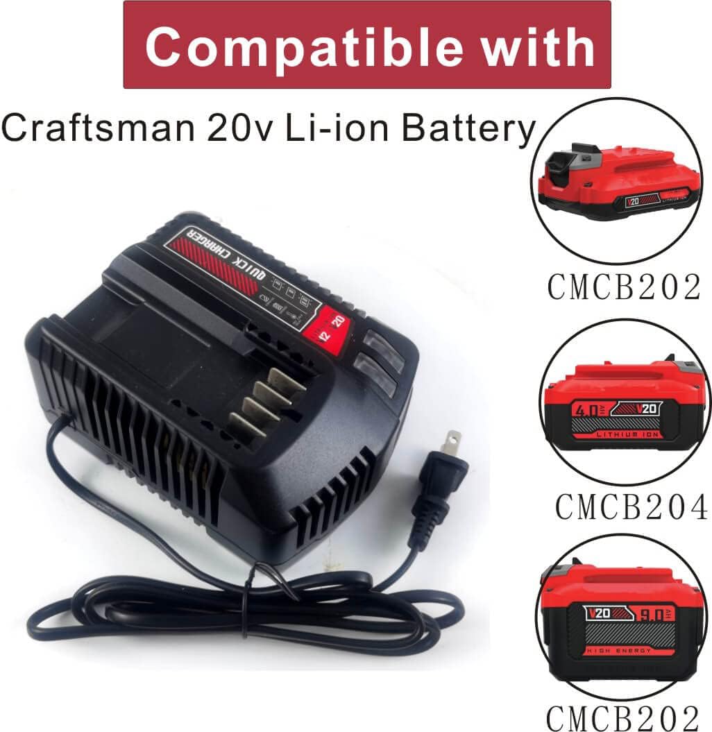 Anoitd Cmcb104 Replace For 20V Craftsman V20 Lithium Ion Battery Charger For Cmcb201 Cmcb202 Cmcb203 Cmcb204 Cmcb205 Cmcb209,Cha