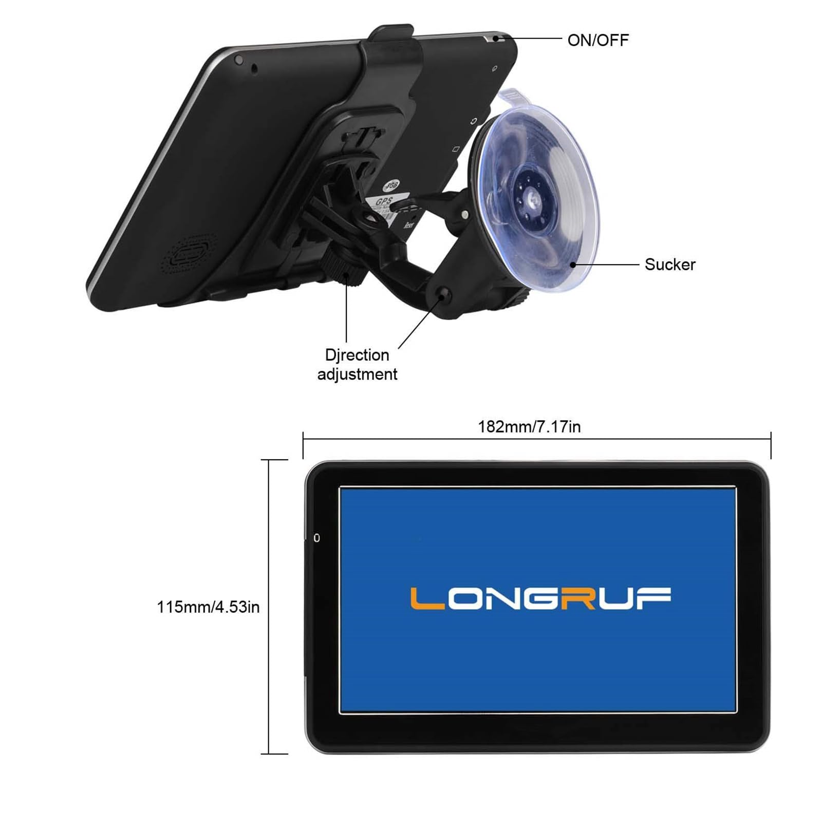 Gps Navigation For Car, Latest 2024 Map 7 Inch Touch Screen Car Gps 256 16Gb, Voice Turn Direction Guidance, Support Speed And R