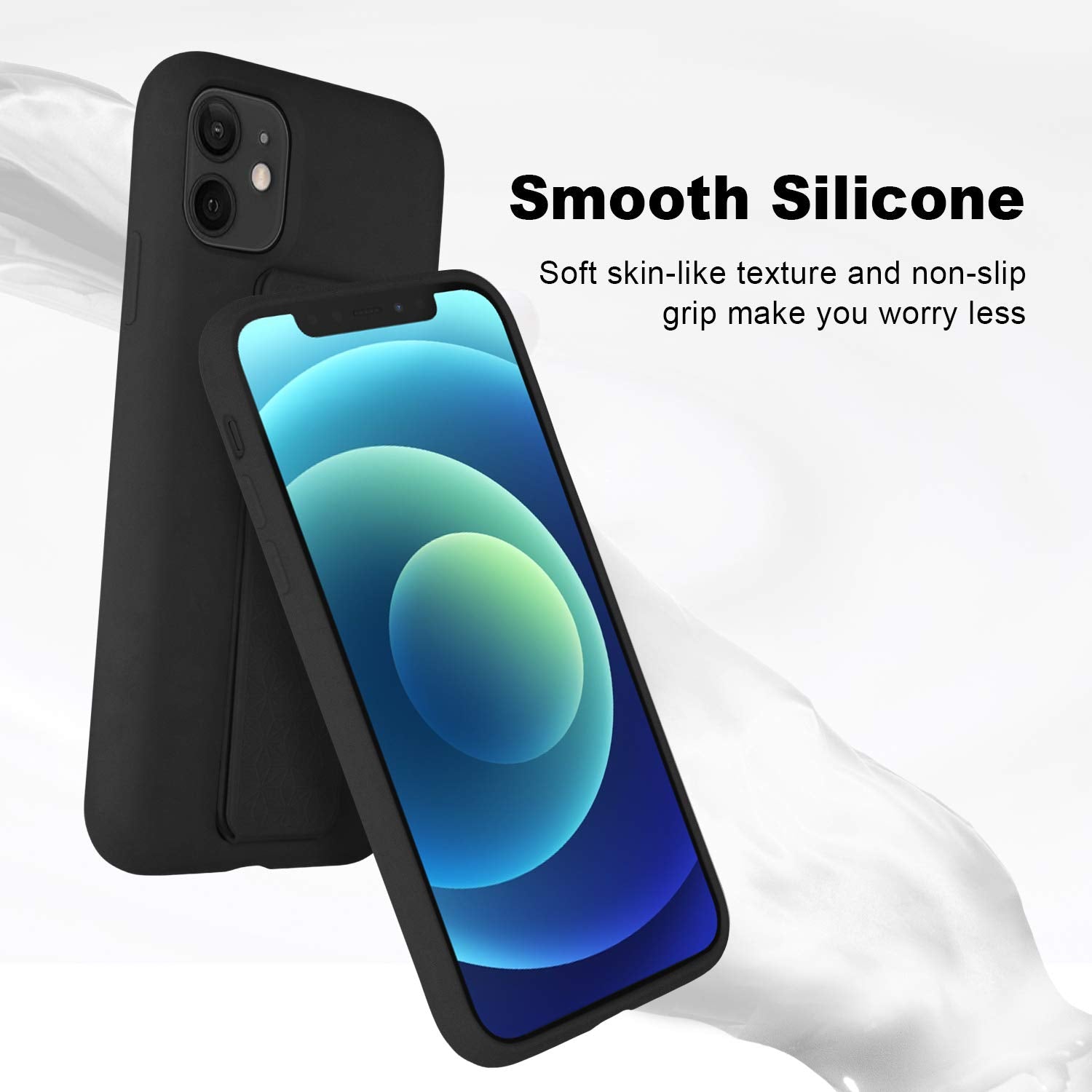 Laudtec Silicone Kickstand Case Compatible With Iphone 11 Case Vertical And Horizontal Stand Hand Strap Metal Kickstand, Flexibl