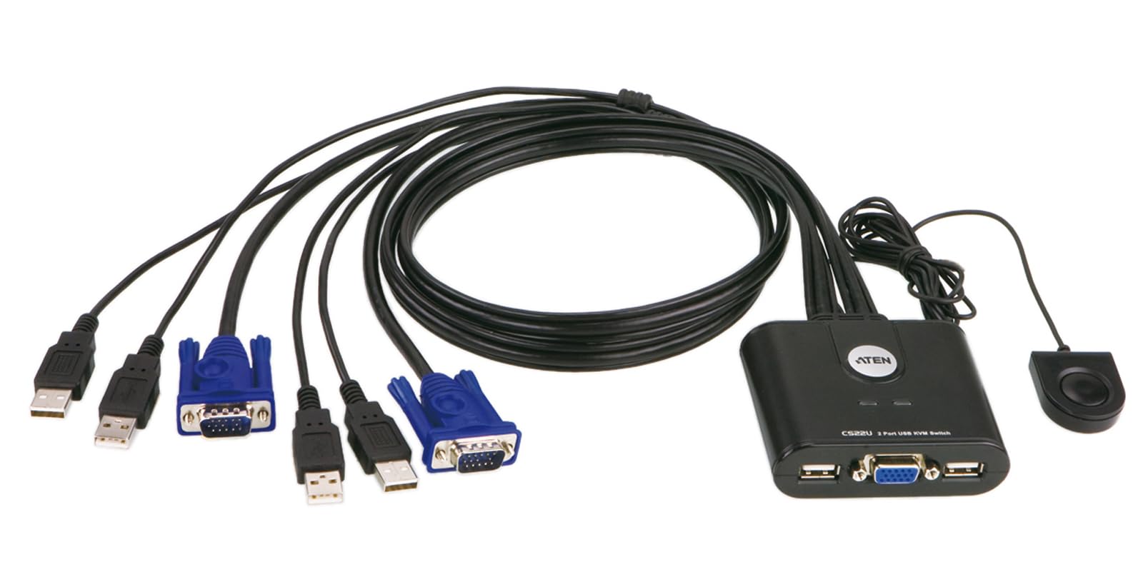ATEN 2-Port USB 2.0 Cable-Built-in KVM Switch CS22U