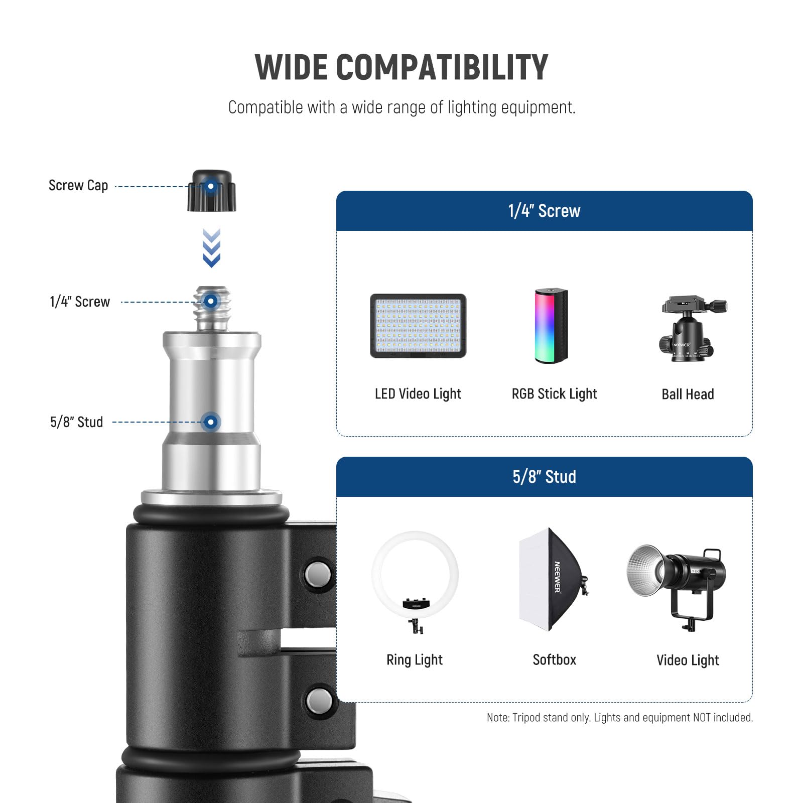 Neewer Light Stand All Metal With 180 Reversible Legs, 70/178Cm Portable Travel Tripod Stand 1/4 Screw & 5/8 Stud For Indoor Out