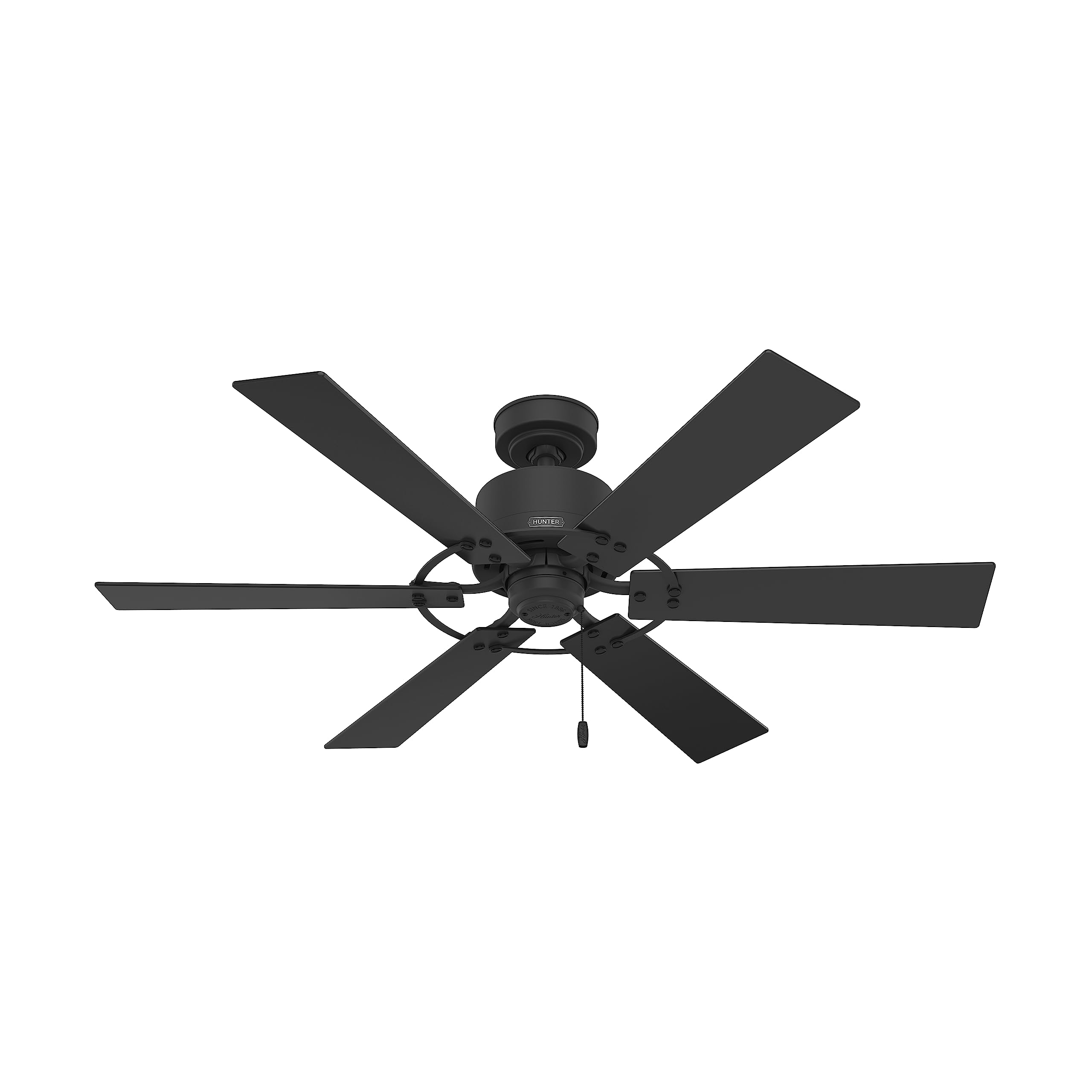 Hunter 52 inch Indoor Ceiling Fan No Light - Black Ceiling Fan without Light, 6 Blades, Standard Mount, For Bedroom, Living Room