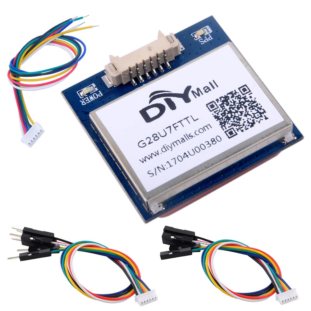 Diymalls G28U7Fttl Gps Receiver Module 3.3V 5V W/Flash Ceramic Antenna 9600Bps 1Hz Nmea 0183 For Arduino Flight Control