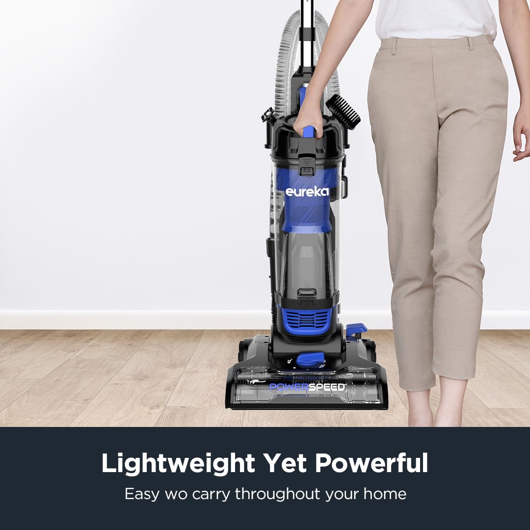 Eureka Lightweight Powerful Upright Vacuum Cleaner For Carpet And Hard Floor, Powerspeed, New Model,Blue,Black/New Model